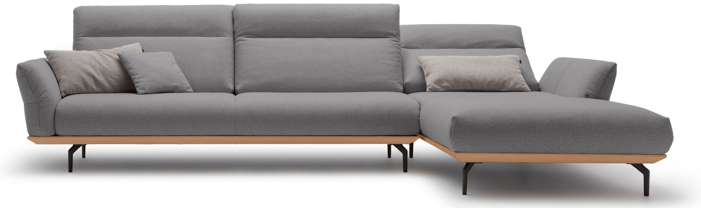 Creation BY ROLF BENZ Ecksofa »CR.460«, Sockel in Eiche, Winkelfüße in Umbragrau, Breite 338 cm