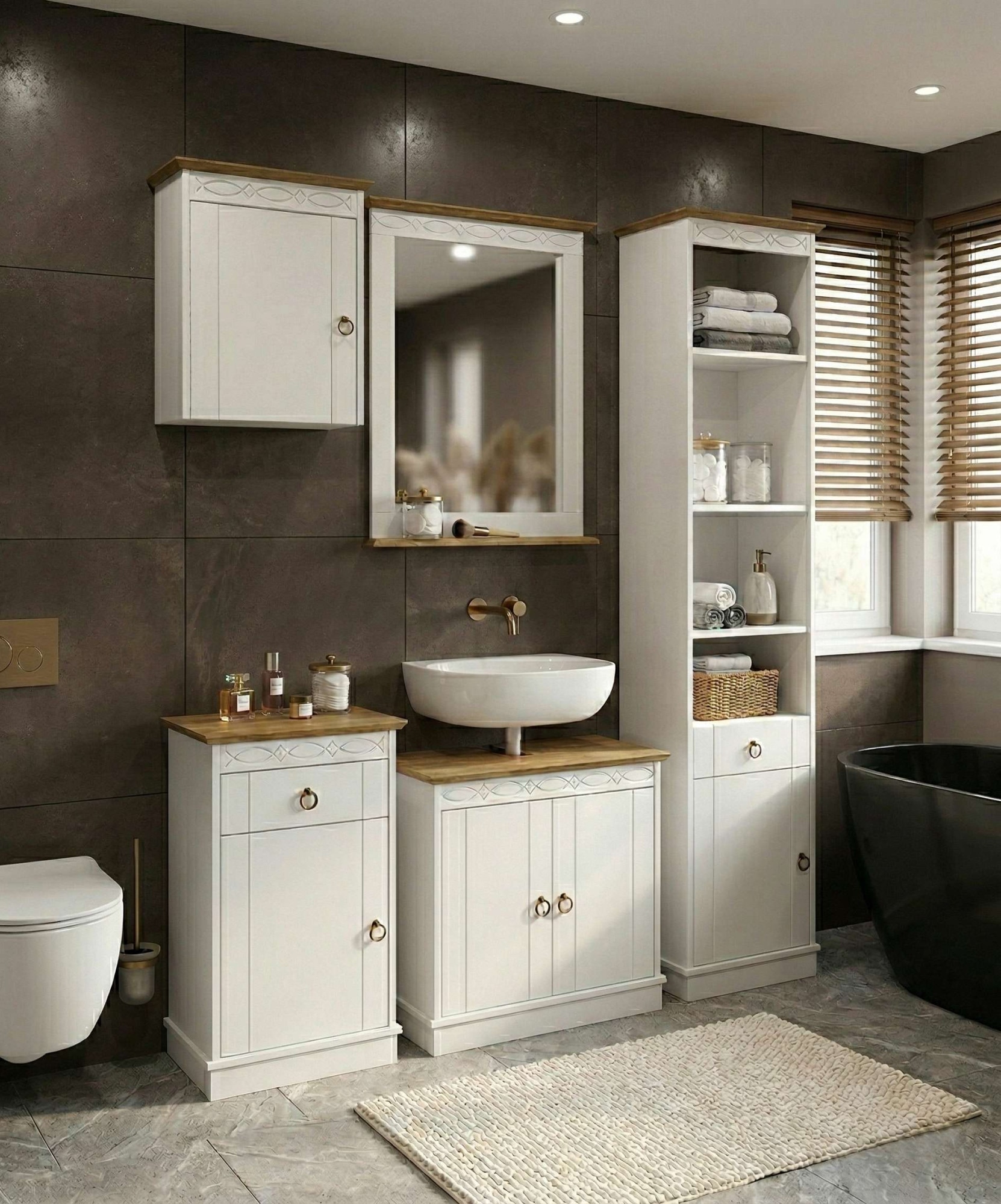 OTTO home Hängeschrank »Indra, Badschrank, Badmöbel, Badezimmerschrank« B/T/H: 46/32/52 cm,  aus massiver Kiefer, FSC®-zertifiziert