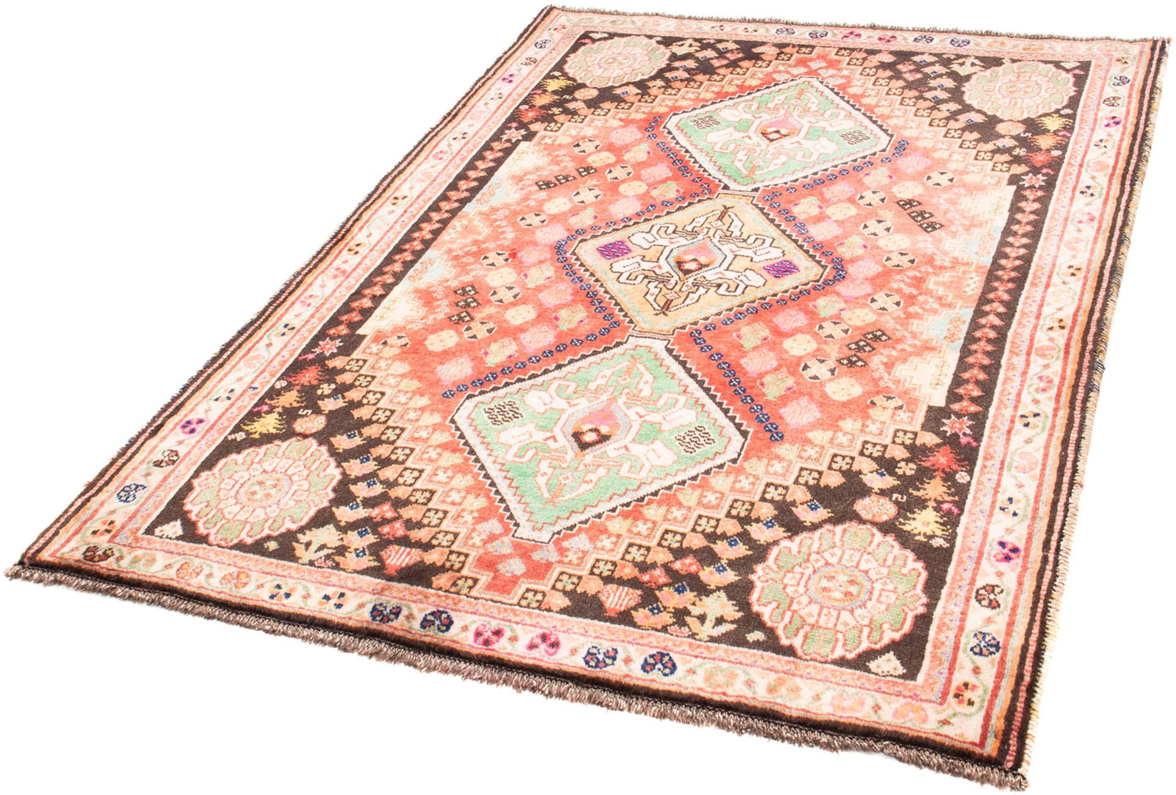 morgenland Orientteppich "Perser - Nomadic - 162 x 116 cm - rosa", rechteckig, 10 mm Höhe, Wohnzimmer, Handgeknüpft, Ein