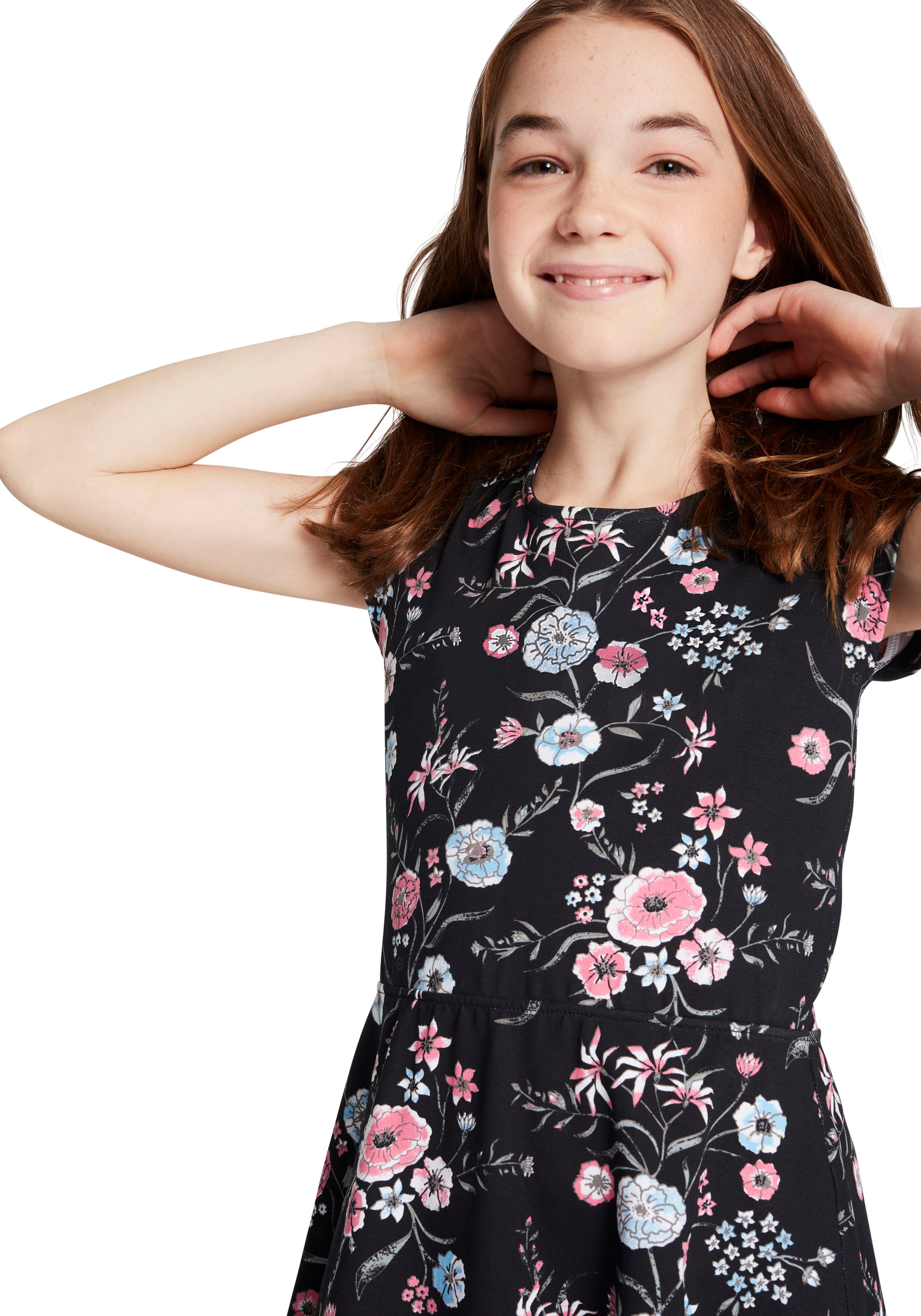 KIDSWORLD Jerseykleid "Skaterkleid allover geblümt" festliche Anlässe, kniefrei, lässig-verspielt