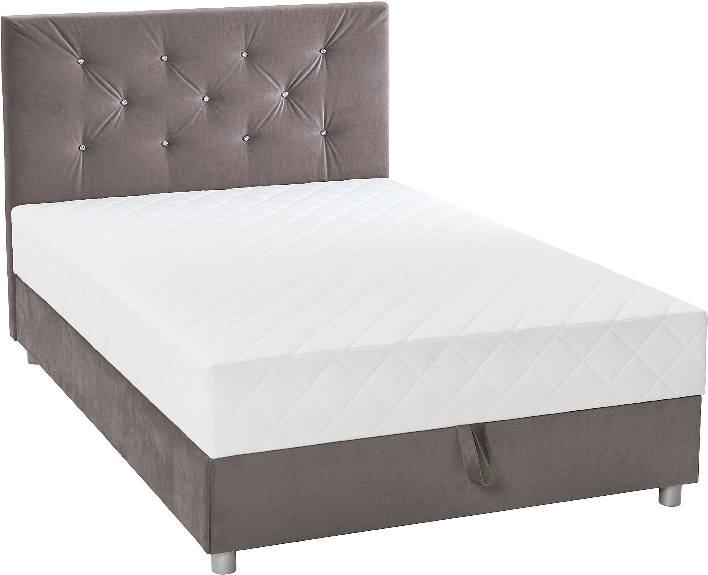 ATLANTIC home collection Boxbett »CELIA im hochwertiger Samtoptik«, mit Taschen-Federkernmatratze, Bettkasten und Strass-Steinen
