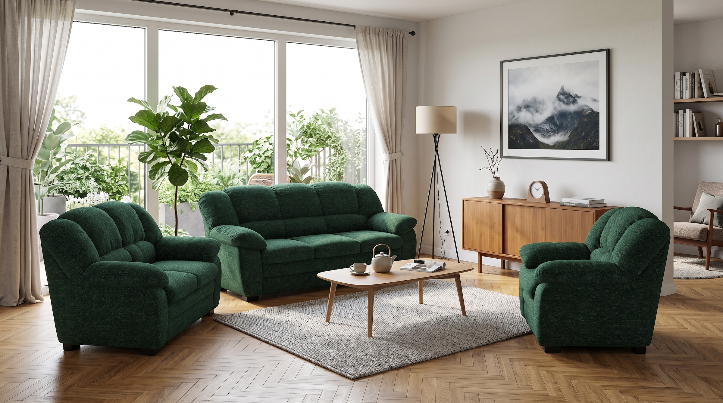 COTTA Polstergarnitur »Casino, 3tlg. Set, Sofa Wohnzimmer Garnitur, Wellenunterfederung« Set, 3 tlg. Polstergarnitur, auch als Set erhältlich