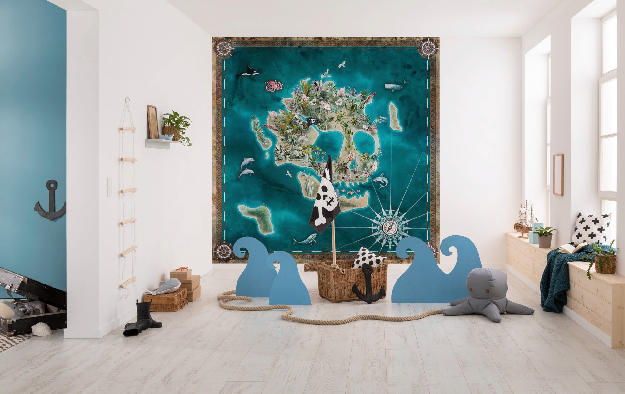 Komar Vliestapete »Digitaldruck Vlies - Skull Island - Größe 250 x 250 cm«, bedruckt, Kinderzimmer