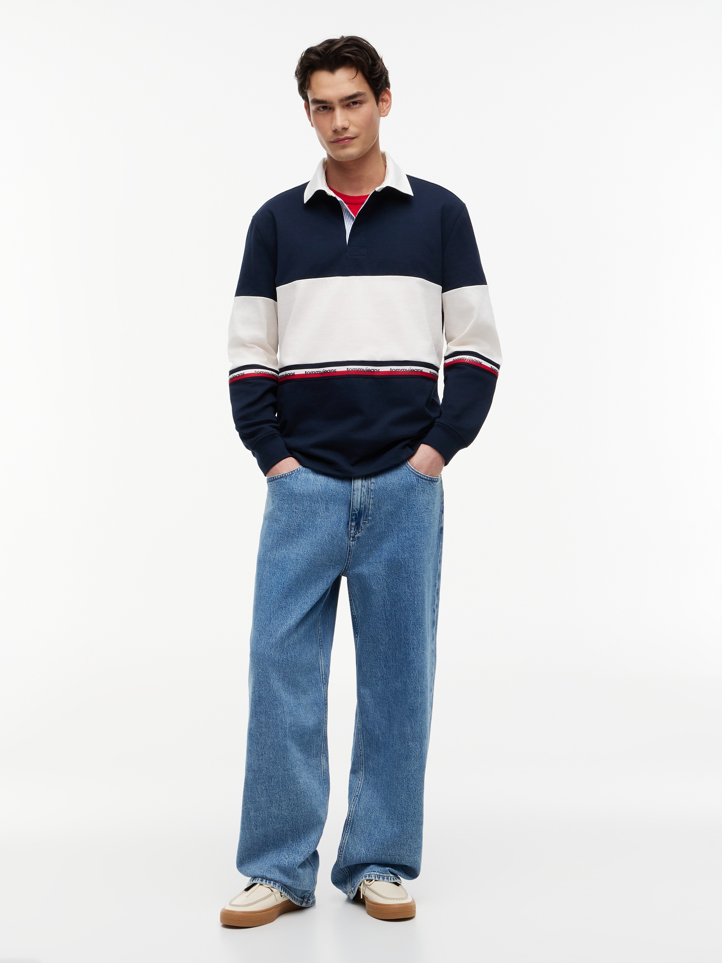 Tommy Jeans Langarm-Poloshirt »RELAX CBLOCK RUGBY« Relaxed fit mit Polokragen