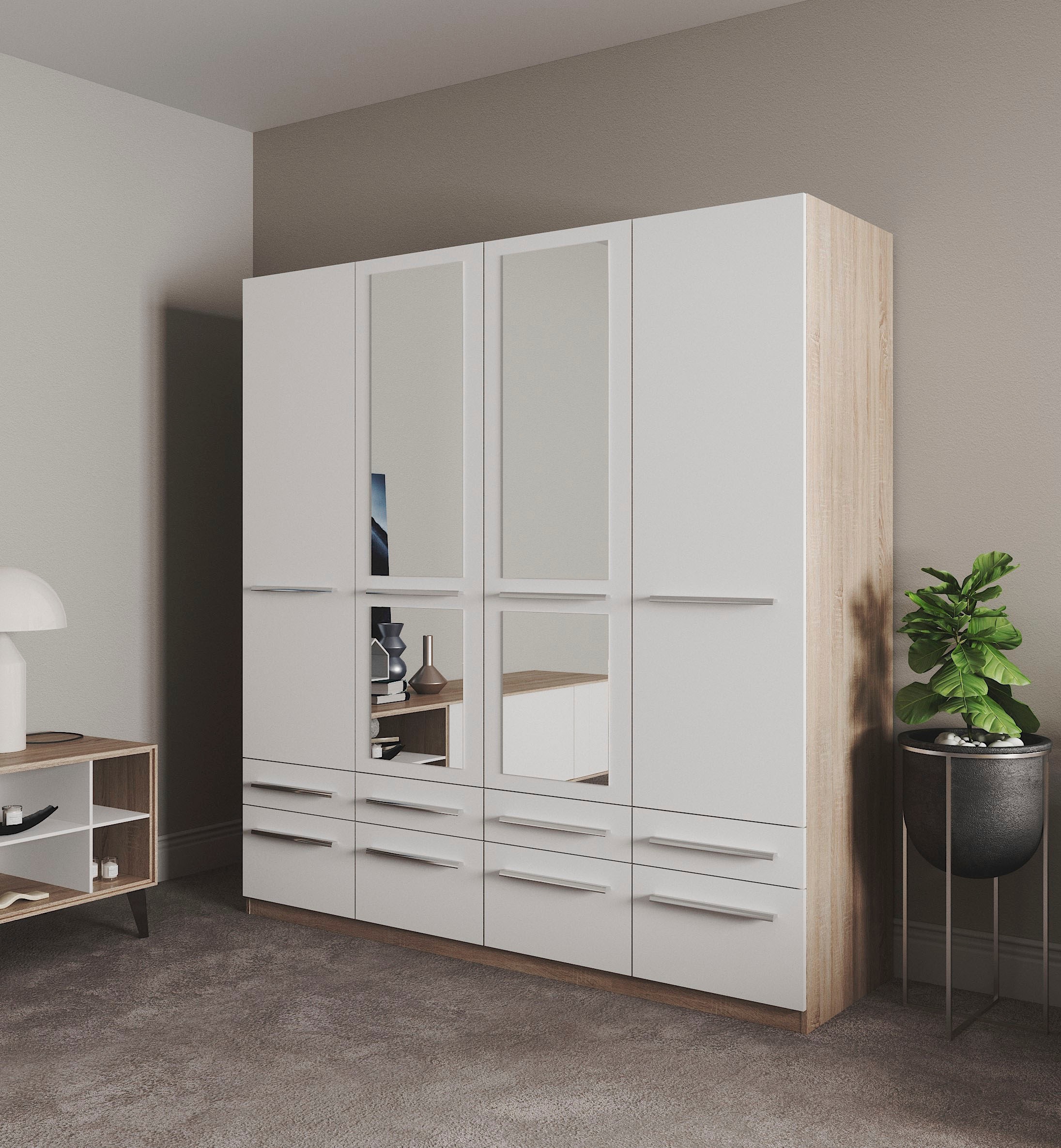 priess Kleiderschrank »Schrank Garderobe Wäscheschrank Barcelona in 5 Breiten«, viel Stauraum, geräumige Schubkästen, mit Spiegel, MADE IN GERMANY