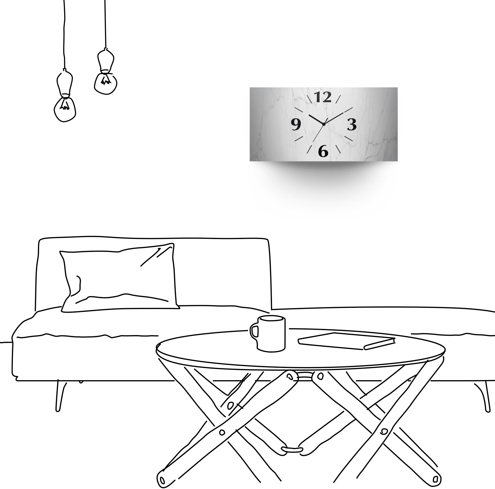 Thumbnail - Artland Wanduhr "Weiße Marmor Textur" wahlweise mit Quarz- oder Funkuhrwerk, lautlos ohne Tickgeräusche