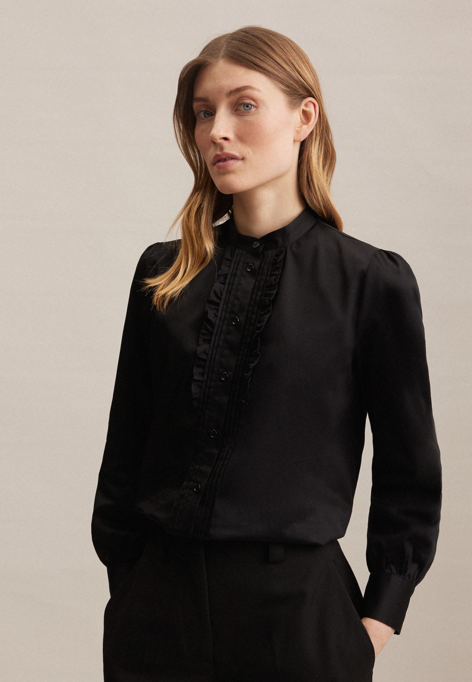 seidensticker Klassische Bluse »Schwarze Rose«, Langarm Kragen Uni glänzend  für bestellen | BAUR | Blusen