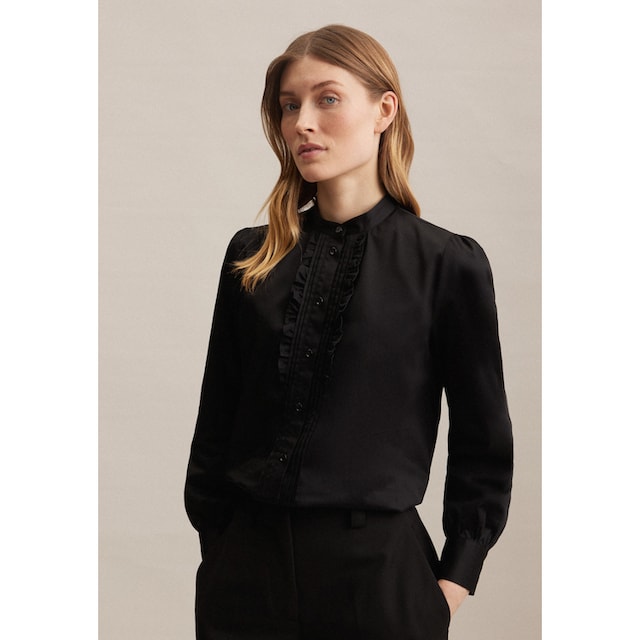 seidensticker Klassische Bluse »Schwarze Rose«, Langarm Kragen Uni glänzend  für bestellen | BAUR