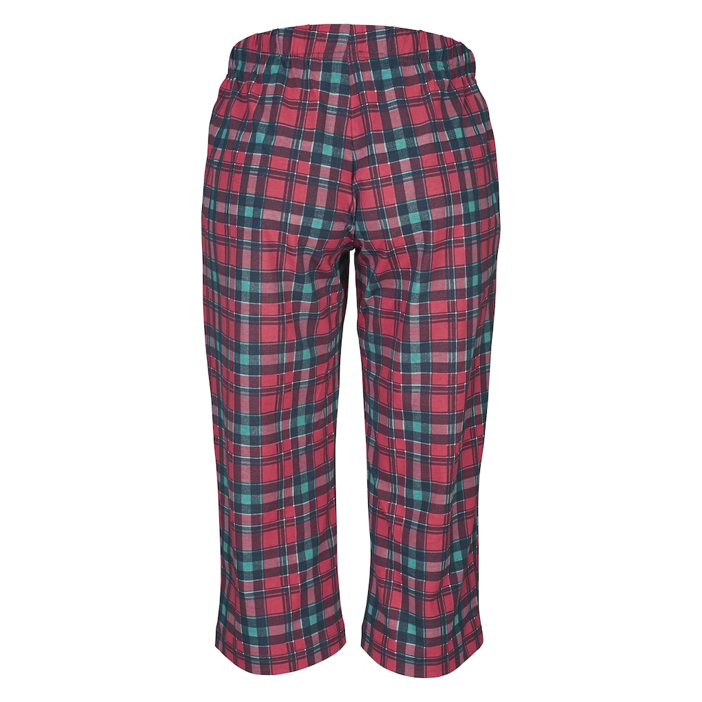 (2 Hose Shirt mit Stück) H.I.S tlg. und passendem Basic- 1 karierter Capri-Pyjama