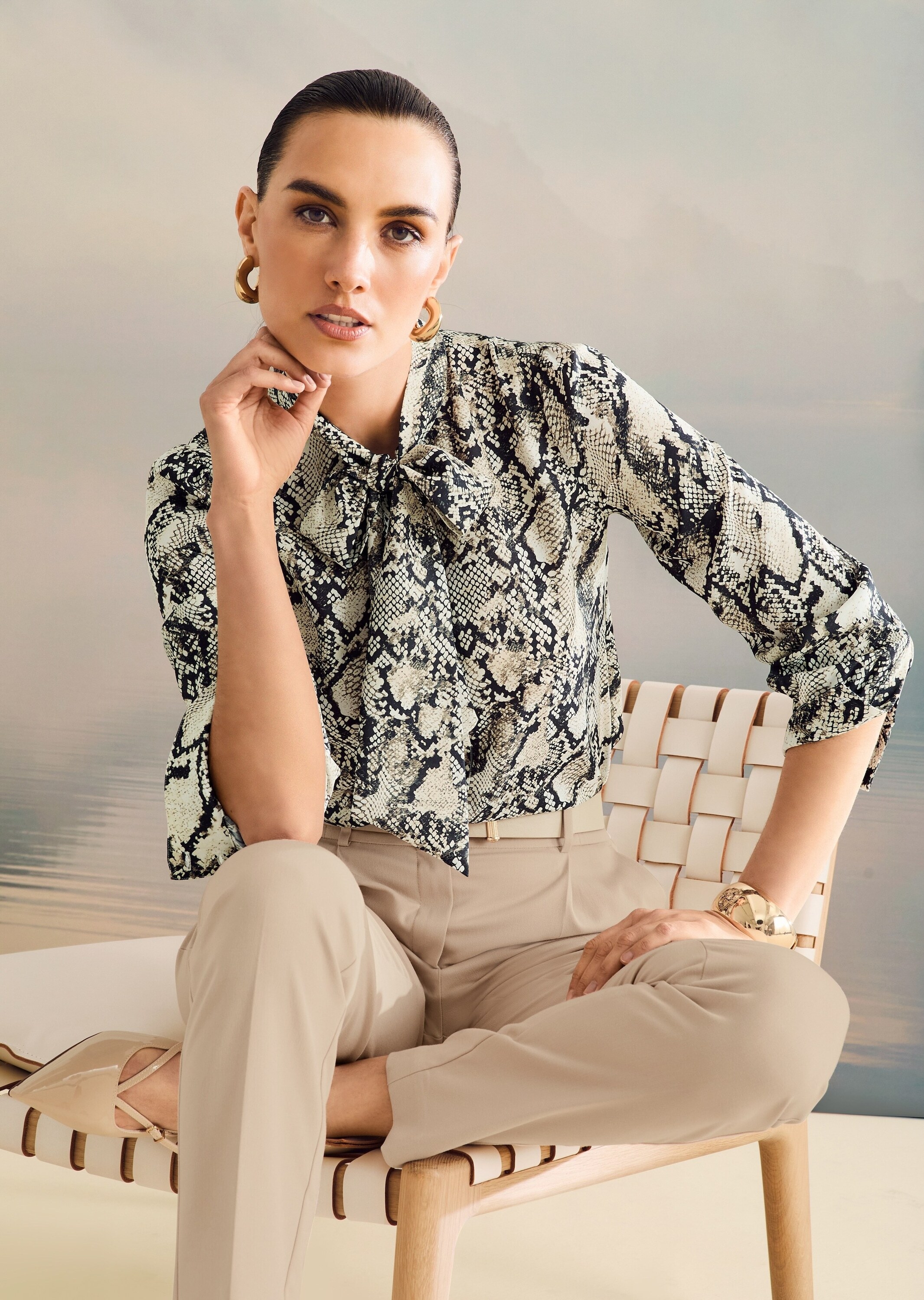 MADELEINE Langarmbluse »Bluse Elegante Bluse mit Animal-Print« Bluse mit Schluppe