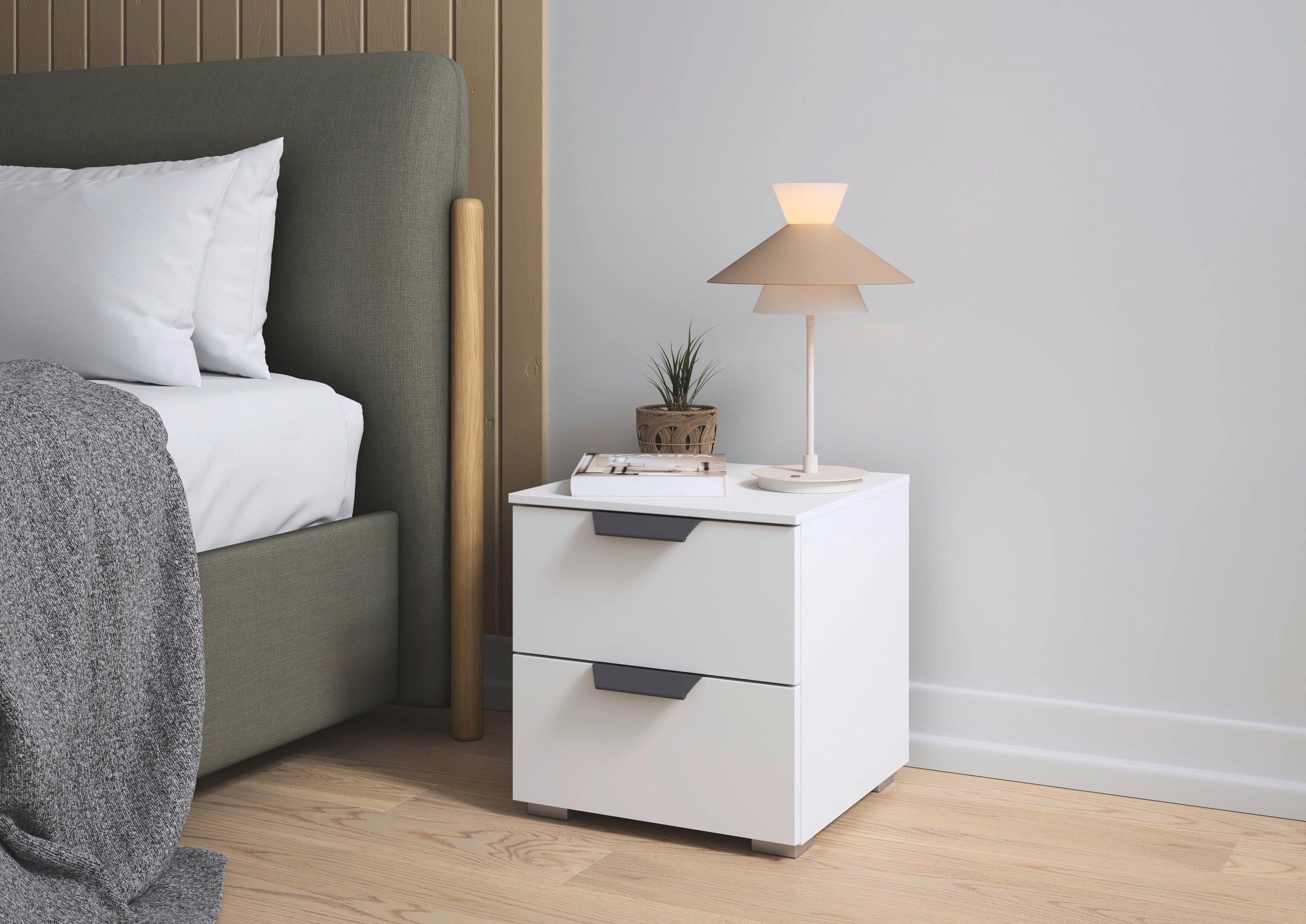 Thumbnail - rauch Nachtkommode "Nachttisch Nachtkonsole COSTA Set mit farblich passenden Metallgriffen" in 2 Griff-Farben, Breite je...