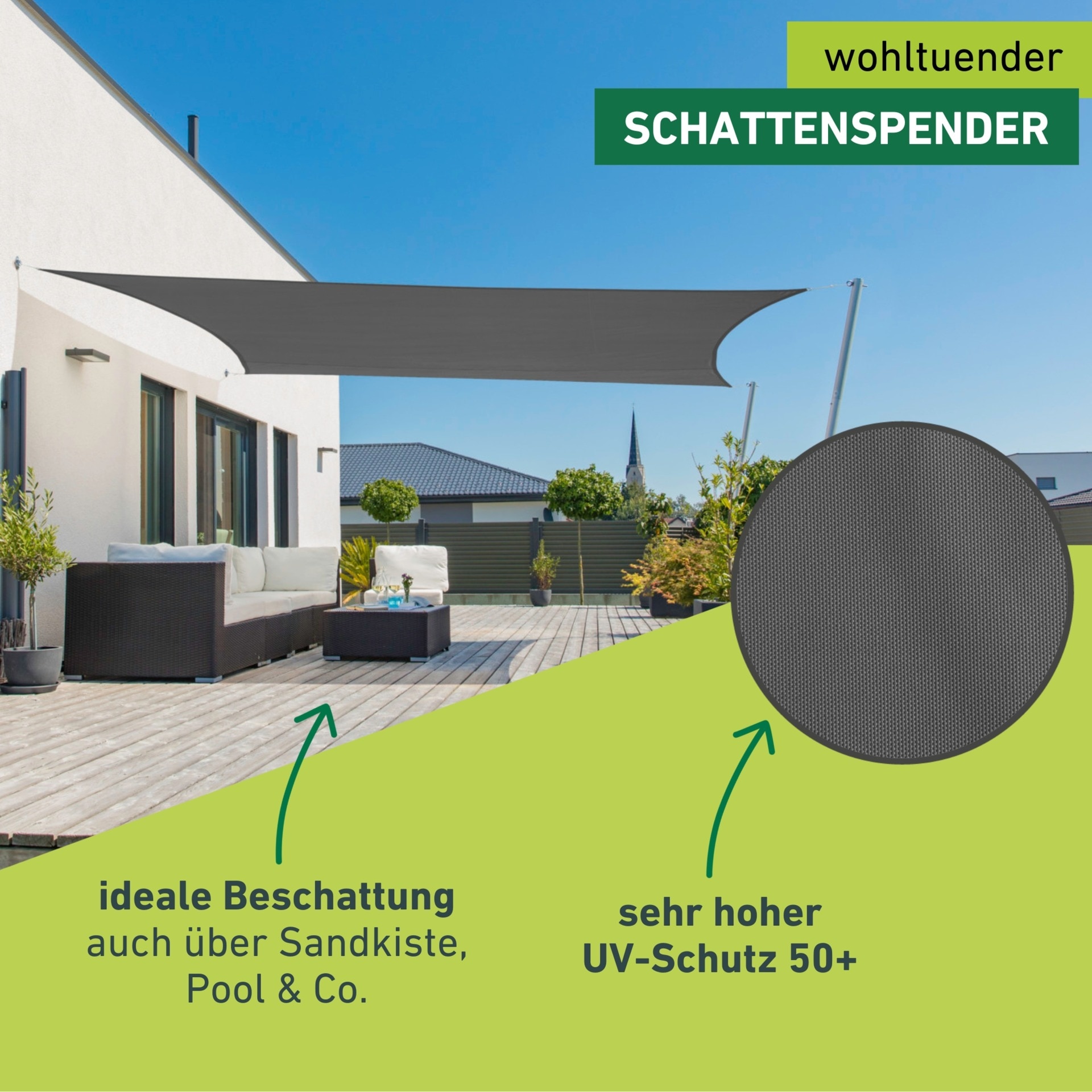 Windhager Sonnensegel »Cannes, Rechteckiges Segel zur Beschattung von Terrasse, Balkon« Sonnenschutz für den Garten, 4 x 5 m, anthrazit