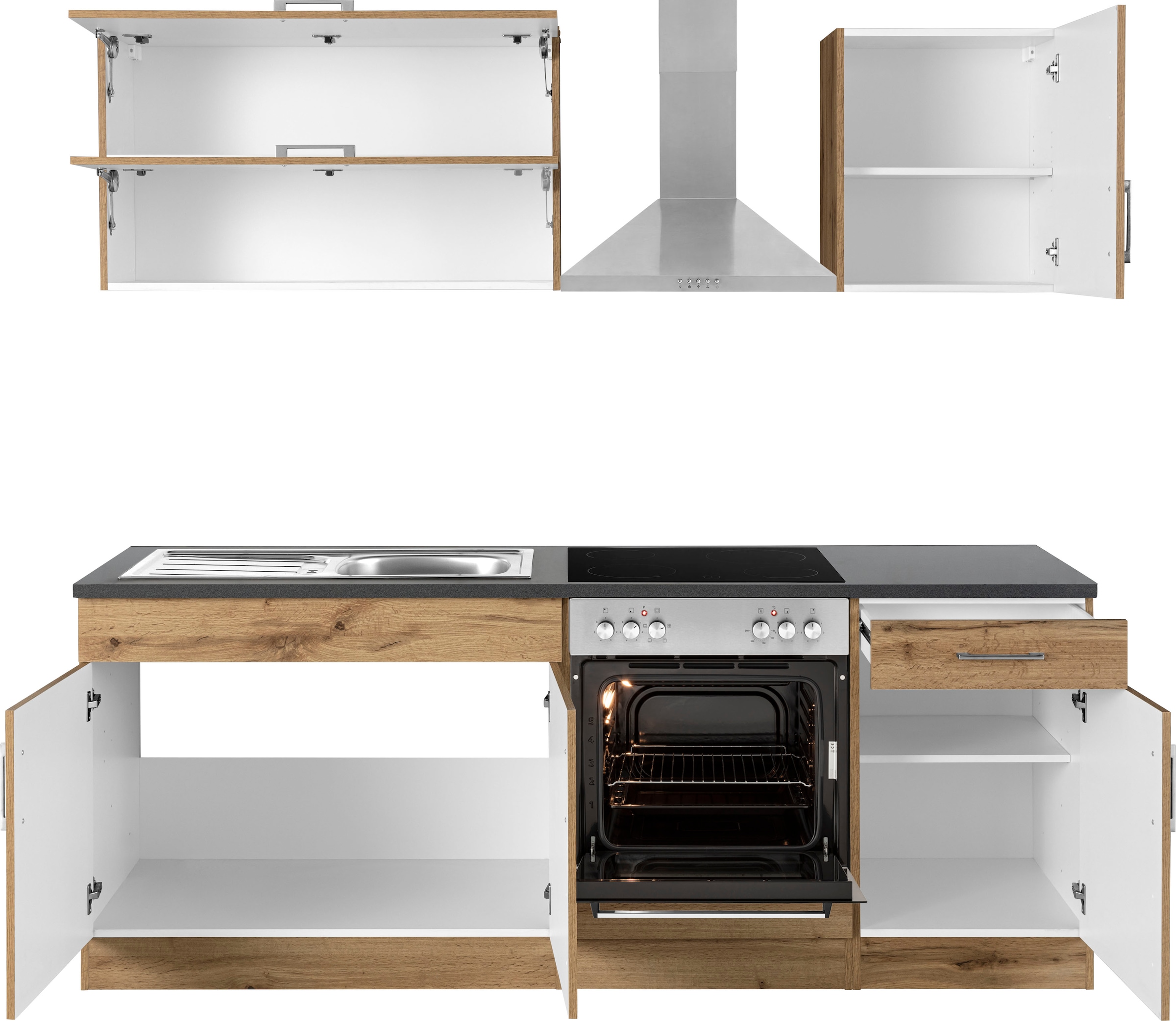 KOCHSTATION Küchenzeile »KS-Colmar«, ohne E-Geräte, Breite 210 cm