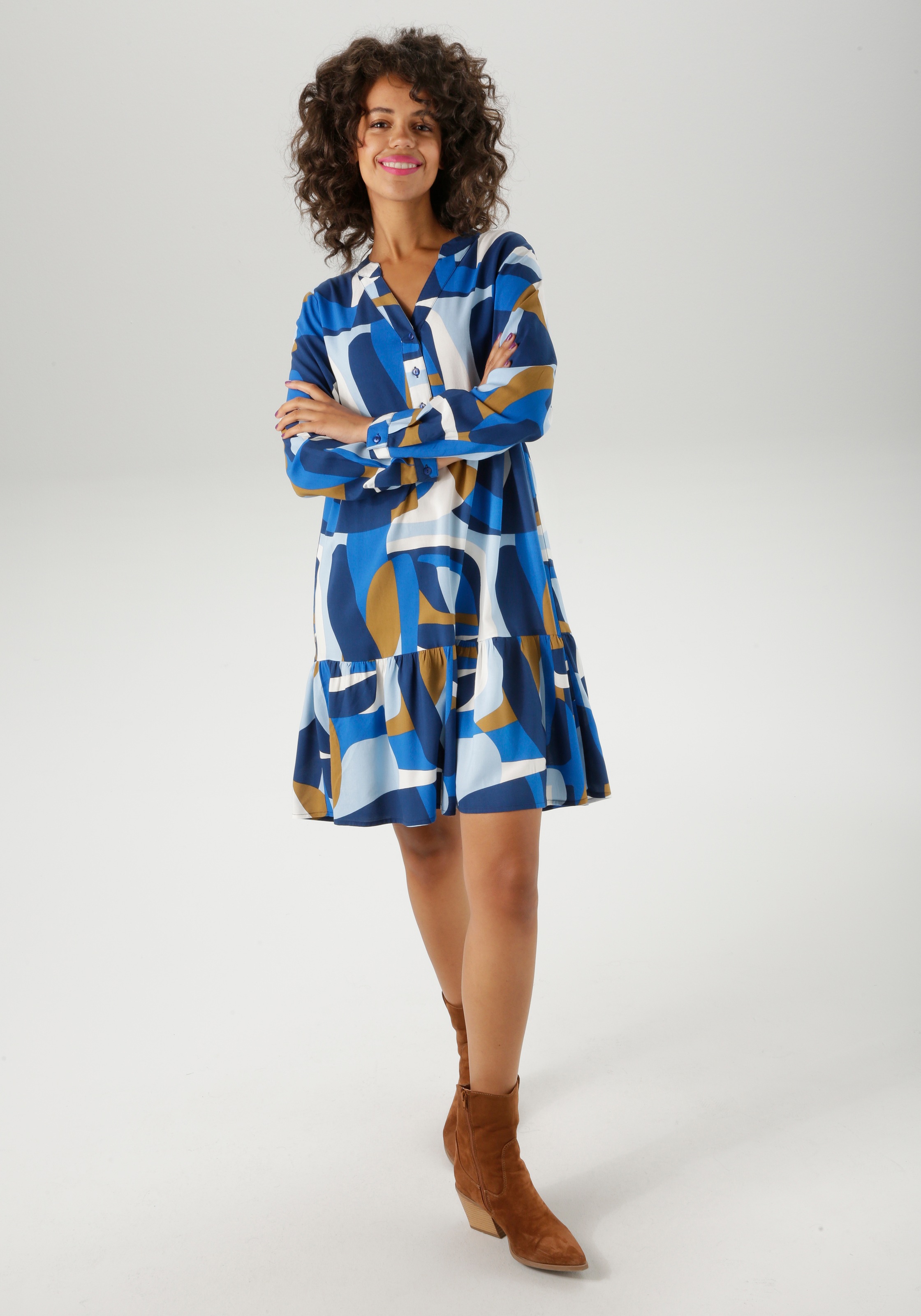 Aniston CASUAL Tunikakleid mit großflächigem, grafischen Druck günstig online kaufen