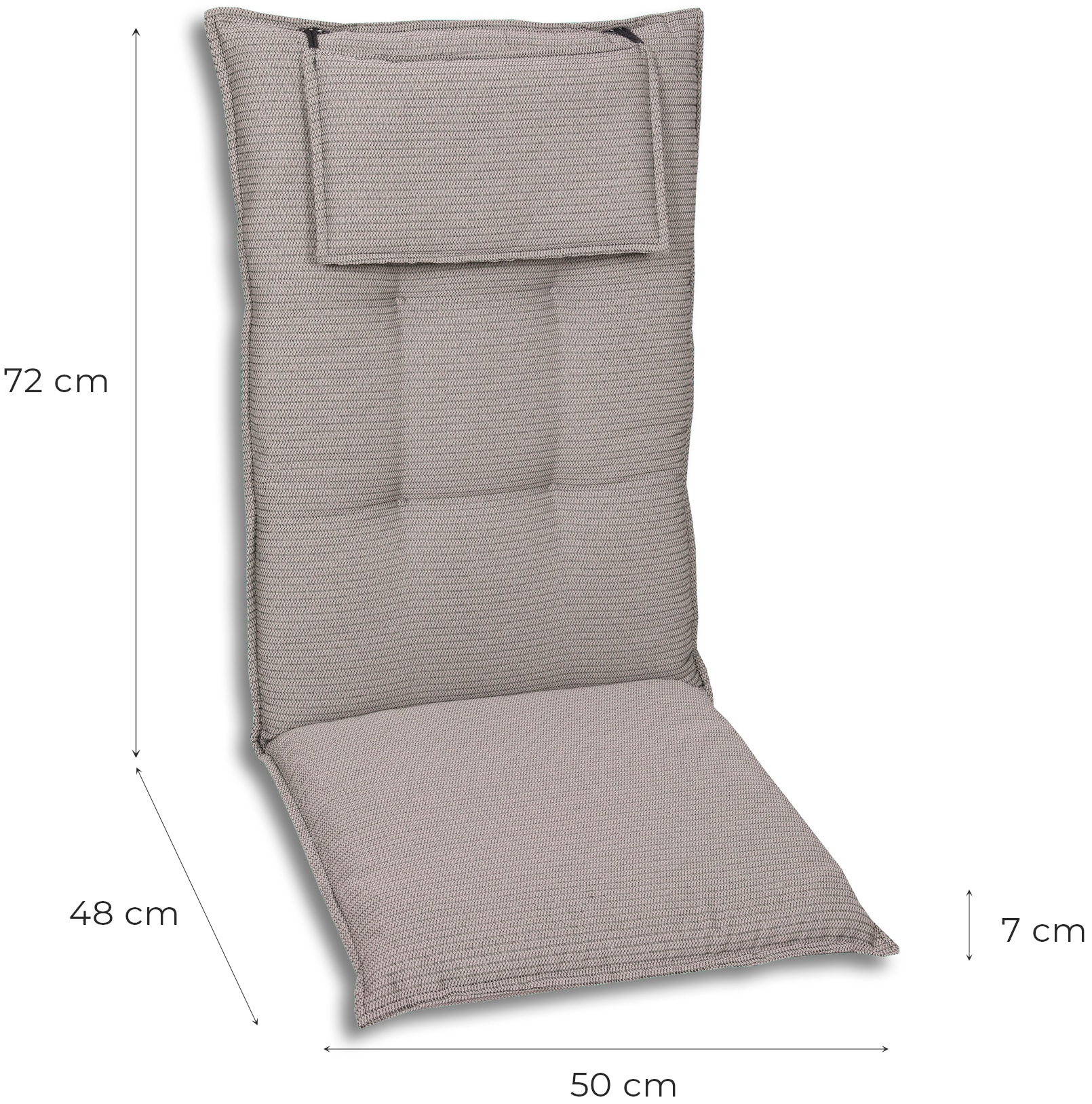 GO-DE Hochlehnerauflage, Maße ca.: 50 cm x 120 cm x 7 cm