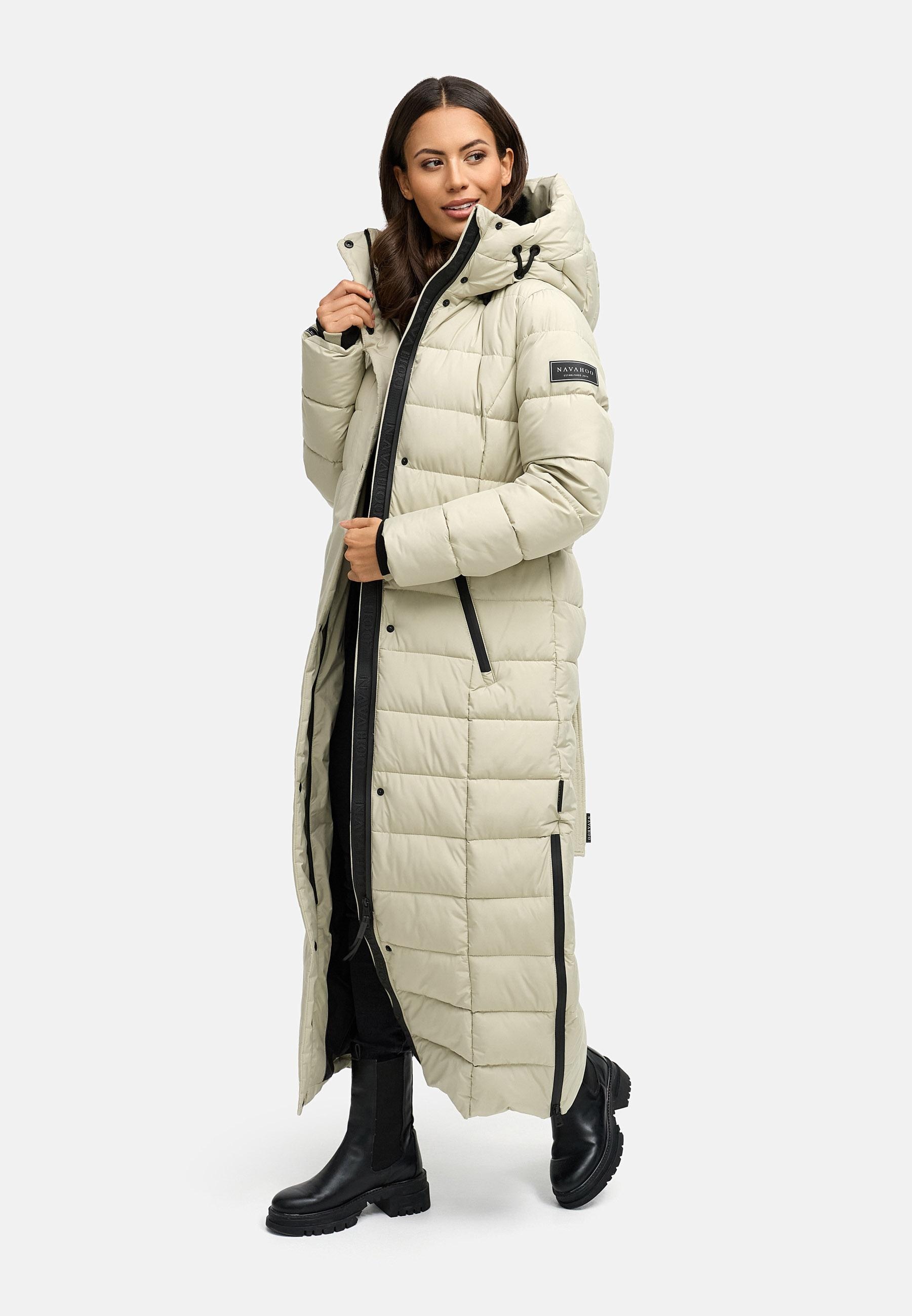 Navahoo Steppmantel »Das Teil XIV« extralanger Wintermantel mit abnehmbaren Kunstfellkragen