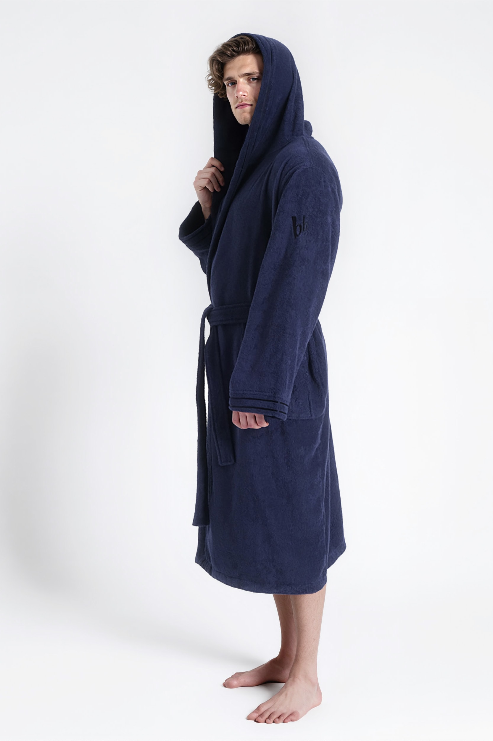 Bruno Banani Herrenbademantel »Clement, ideal für Sauna & Spa, Hotelbademantel, Morgenmantel«, (1 St.), 100% Baumwolle, einfarbig, glänzende Streifen-Bordüre, Taschen, S-4XL