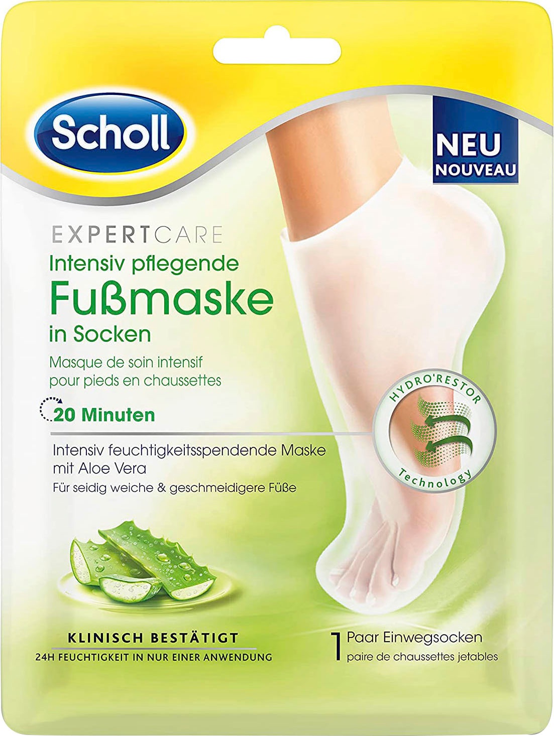 SCHOLL Fußmaske "ExpertCare", weiß, Hautpflegemittel, mit Aloe Vera in Socken intensiv pflegend