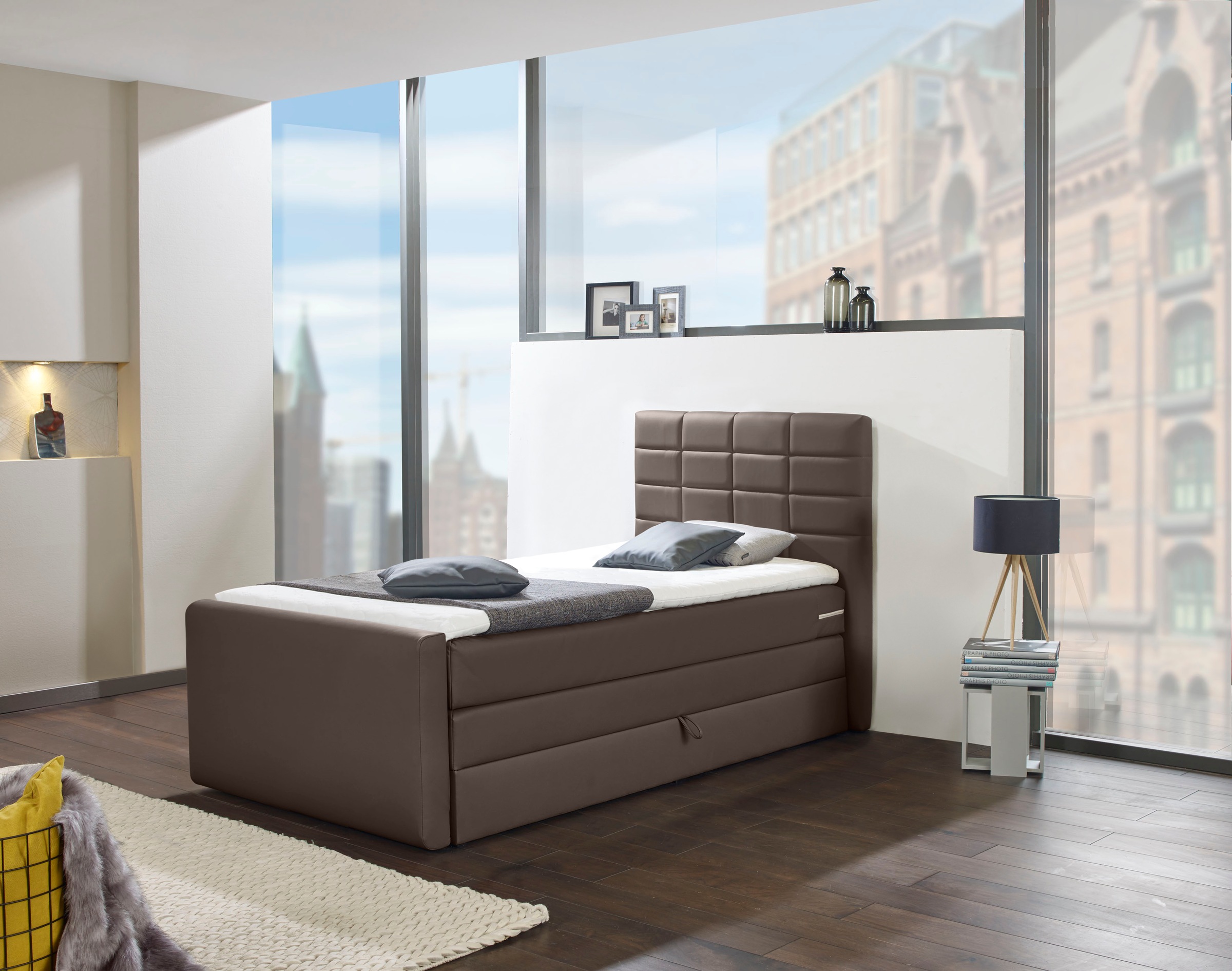 INOSIGN Boxspringbett »Lethbridge«, inkl. Bettkasten und Topper, zwei Matratzenarten in H2