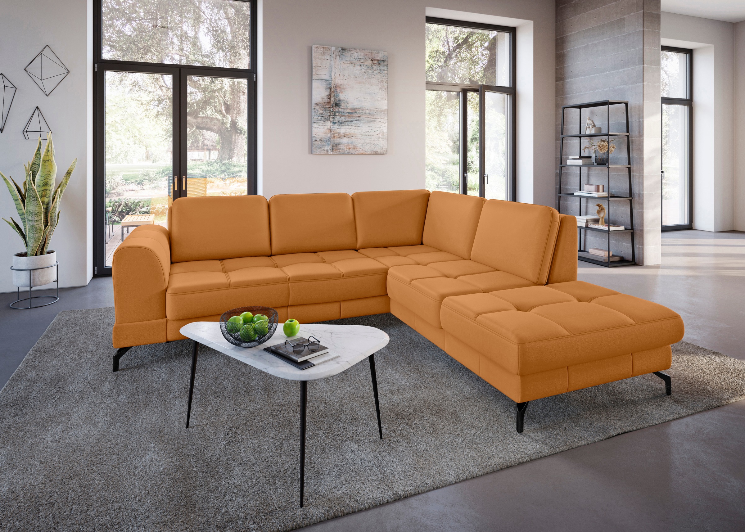 sit&more Ecksofa »Bendigo L-Form«, inklusive Sitztiefenverstellung, Bodenfreiheit 12 cm, in 2 Fußfarben