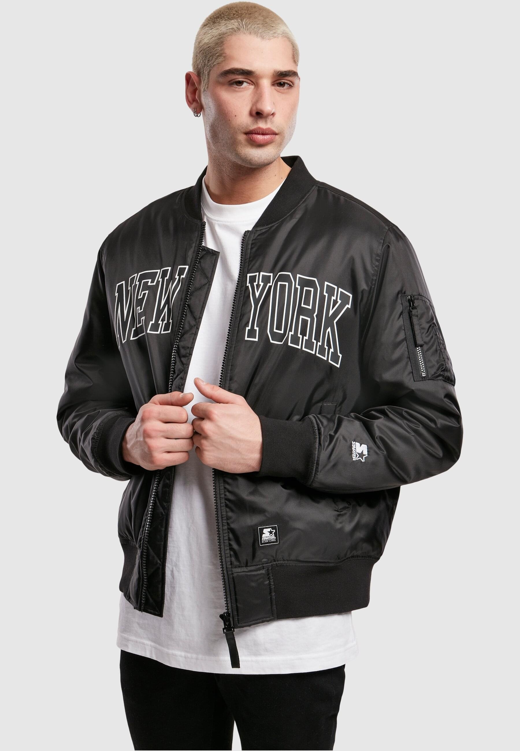 Starter Black Label Bomberjacke »Starter Black Label Herren Starter New York Bomber Jacket«, (1 St.), ohne Kapuze