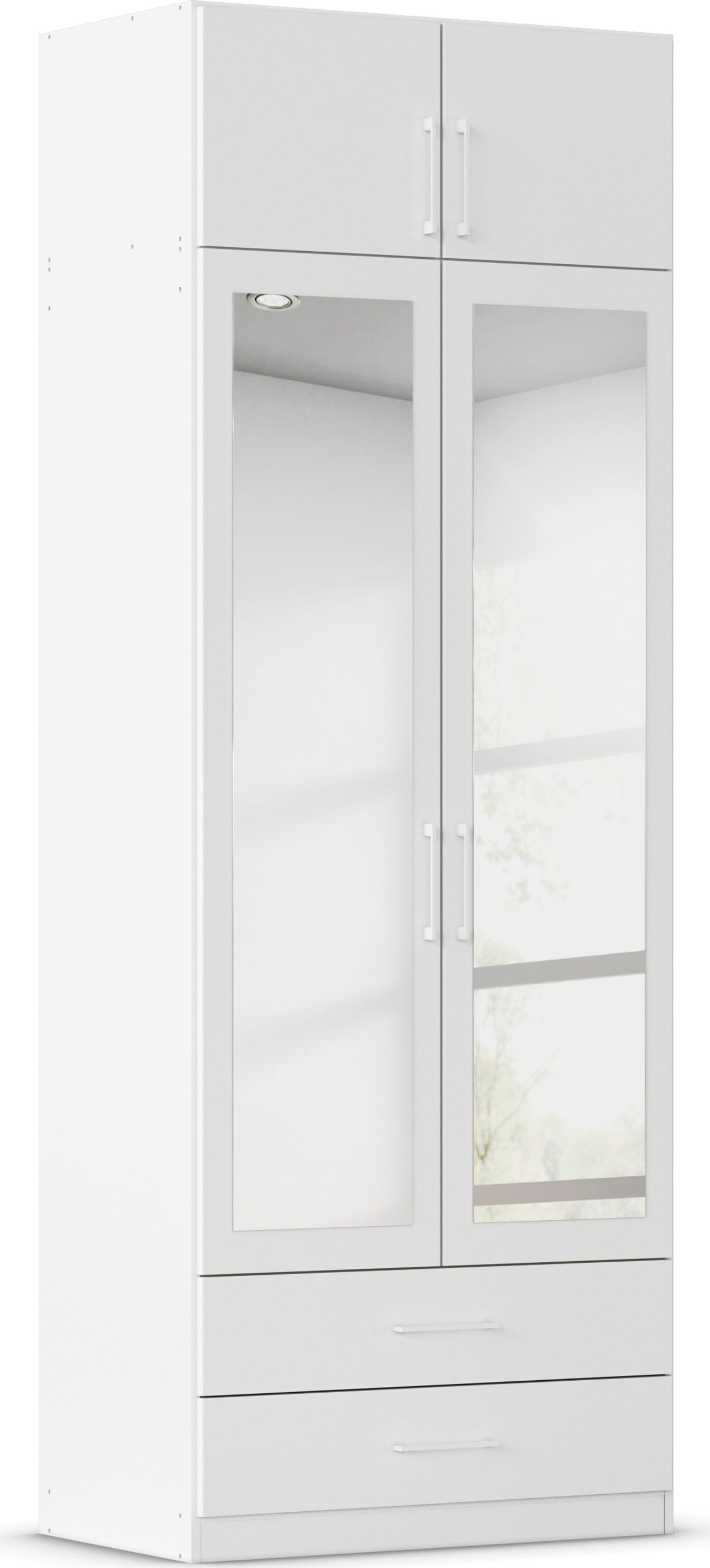 rauch Kleiderschrank "Schrank Garderobe Wäscheschrank GAMMA in 4 Breiten 91-226 cm" 3 verschiedene Ausstattungen BASIC/CLASSIC/PREMIUM (inkl. SOFT-CLOSE), mit Schubladen und Schrankaufsatz sowie Spiegel MADE IN GERMANY