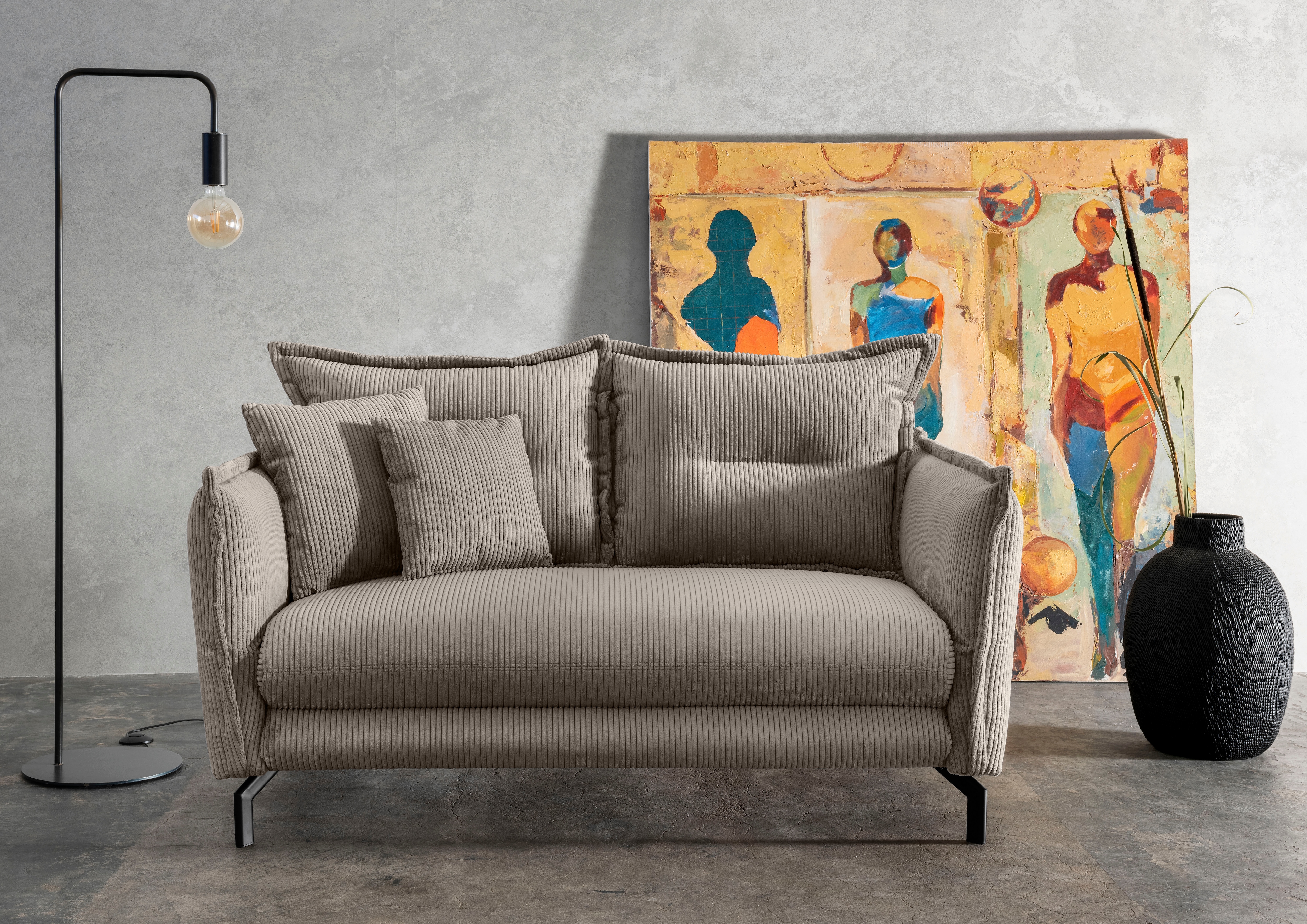 Home affaire Sitzgruppe "Lava modern und bequem, schmale Armlehnen, tolle Detailverarbeitung" 3-Sitzer und 2-Sitzer, 2 tlg. tlg. zwei verschiedene Fußfarben wählbar