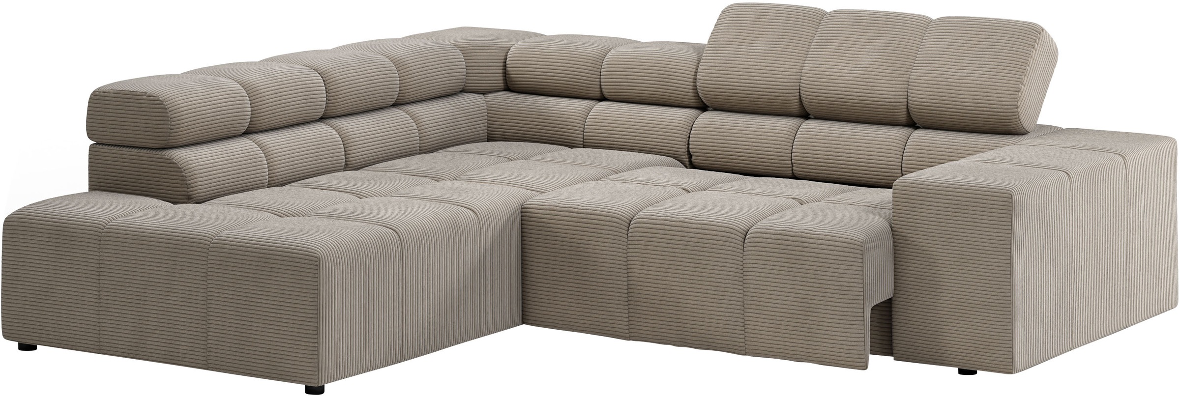 INOSIGN Ecksofa »Ancona, incl. Kopfteilverstellung + 3 Zierkissen, L-Form, bequem«, wahlweise motorische Sitztiefenverstellung, B/T(H: 249/215/70 cm