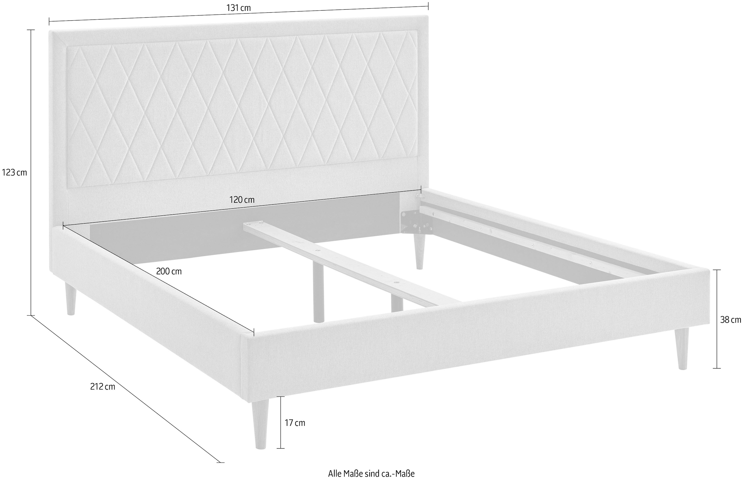 ATLANTIC home collection Polsterbett »Paulin«, mit gestepptem Kopfteil