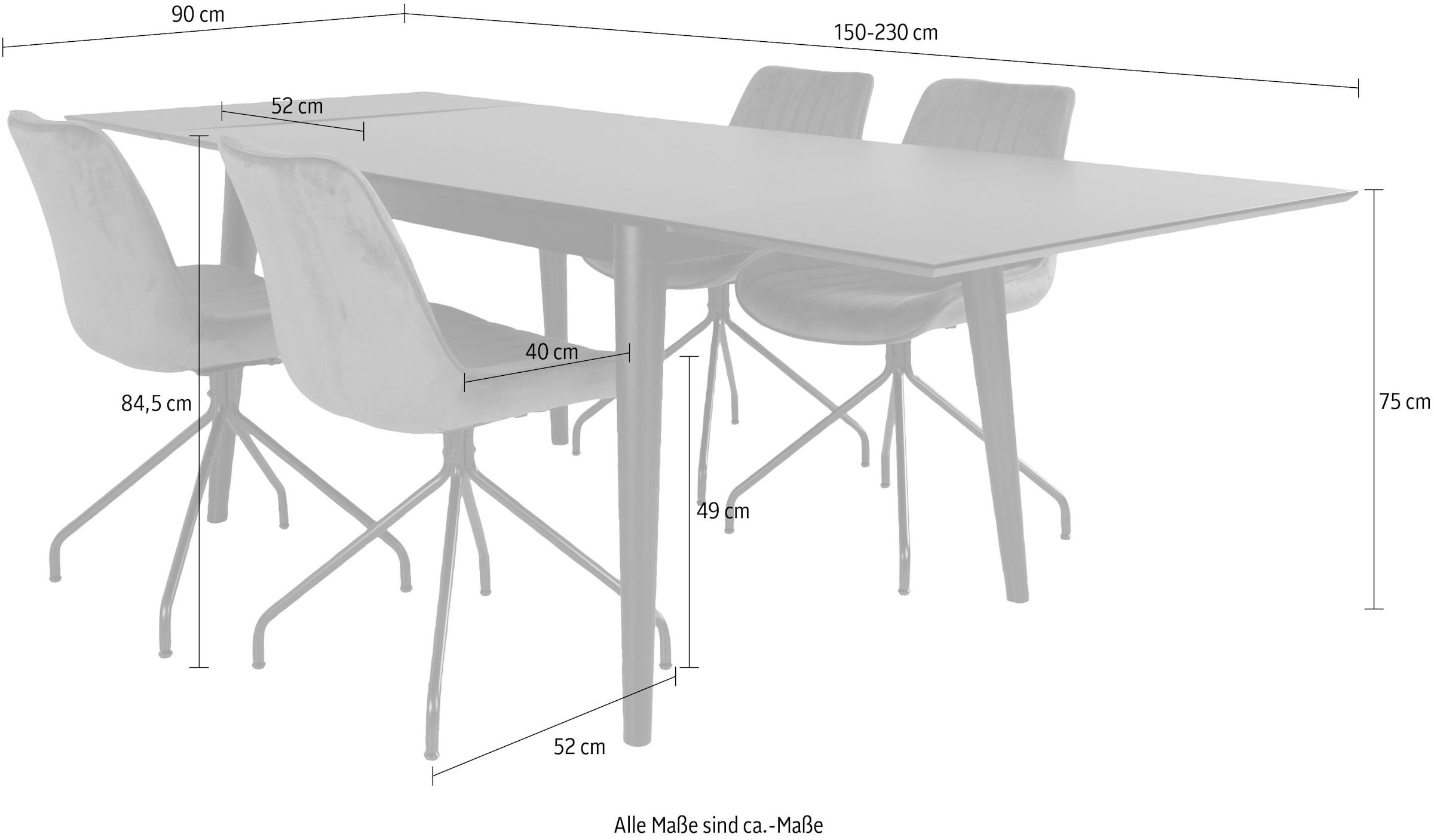 Homexperts Essgruppe »Odense«, (Set, 5 tlg.), mit ausziehbarem Tisch