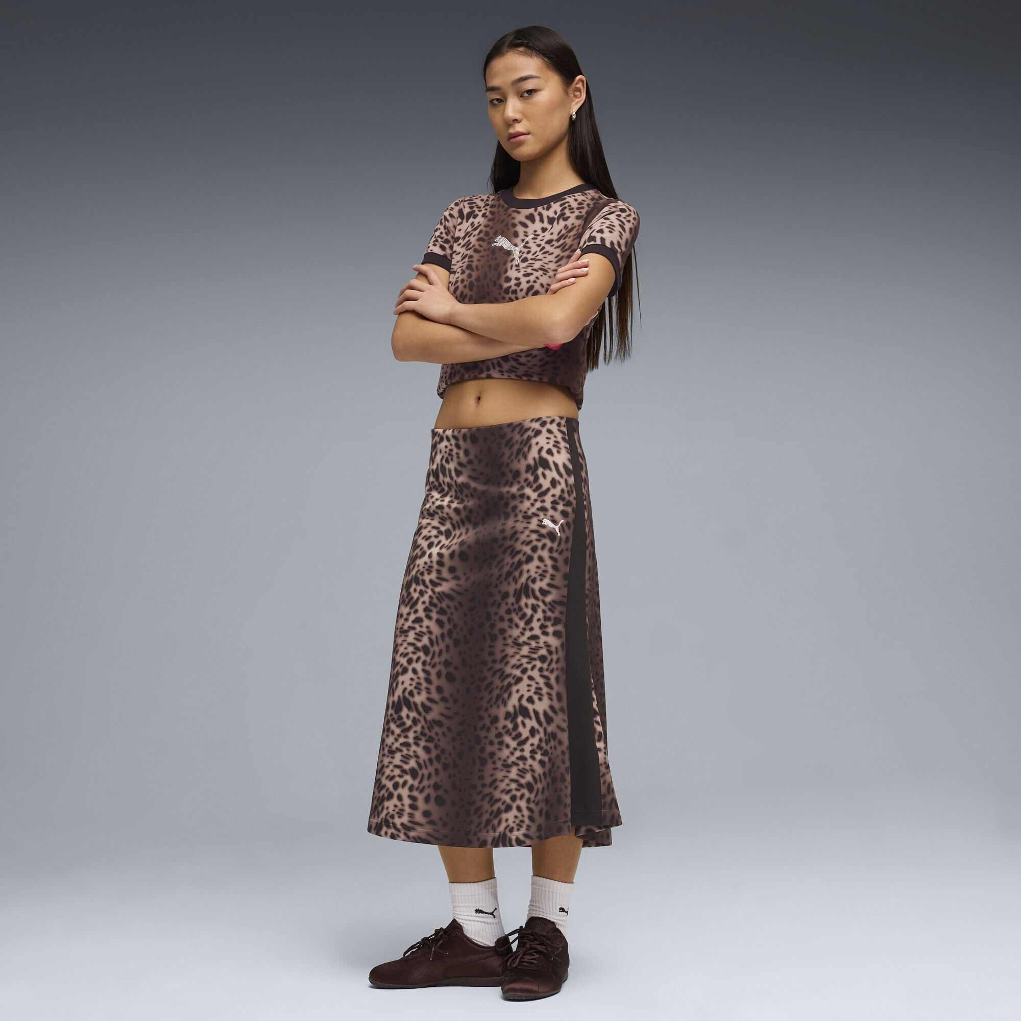 PUMA Jerseyrock »T7 Leo Luxe Track Midirock Damen«