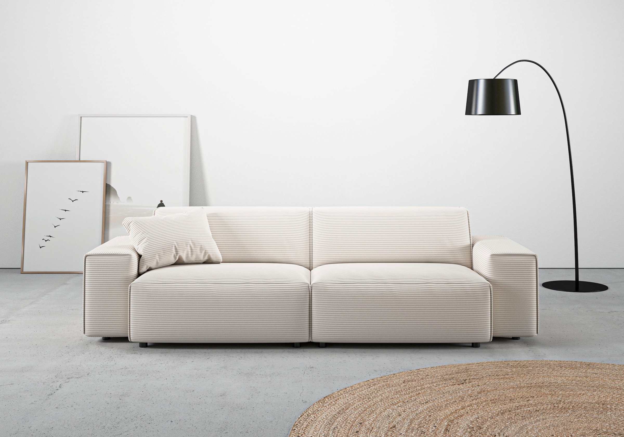 Home affaire Big-Sofa "Glimminge auch in Breitcord, Feincord + Easy care-Bezug," besondere Kedernähte Zierkissen