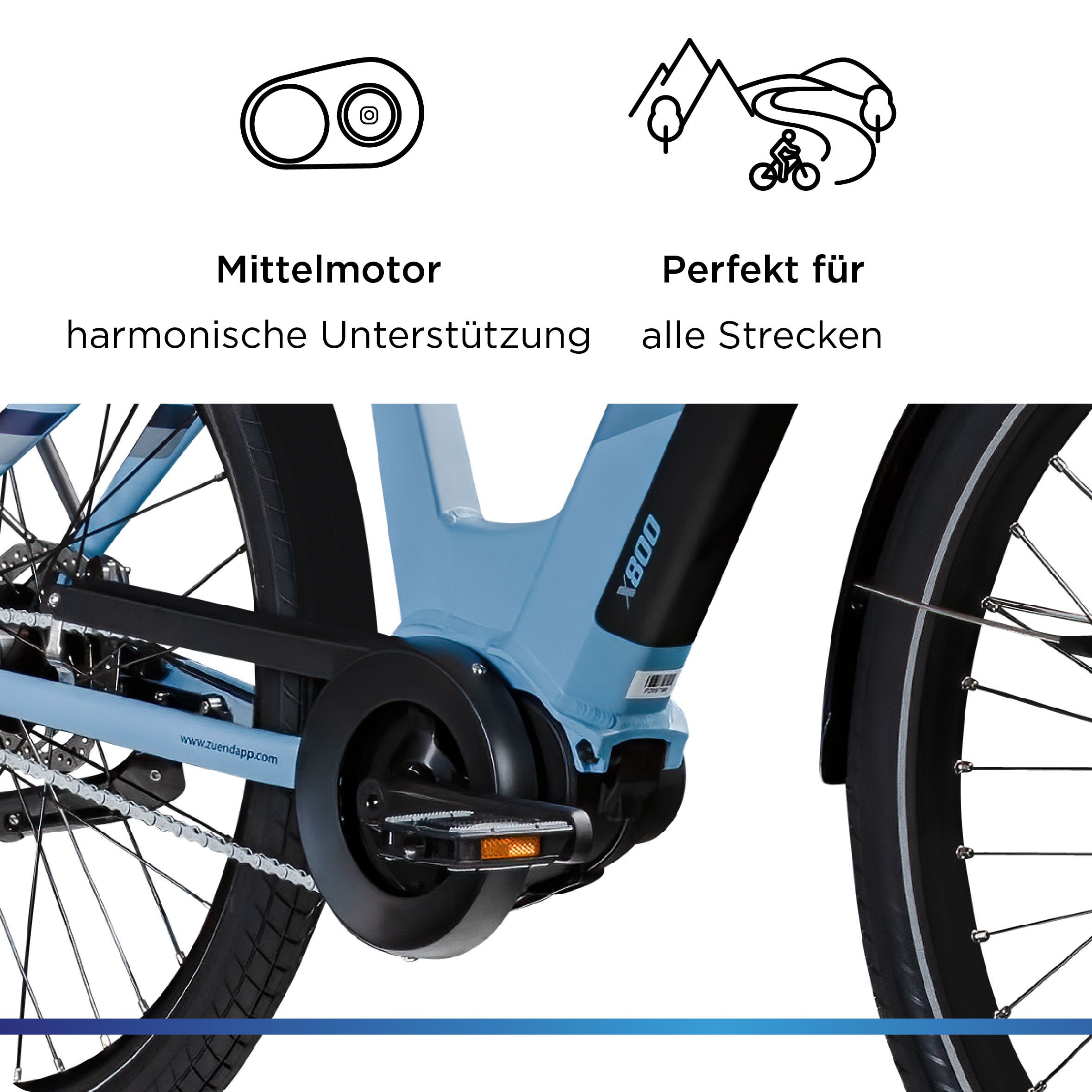 Zündapp E-Bike »X800«, 7 Gang, Mittelmotor 250 W
