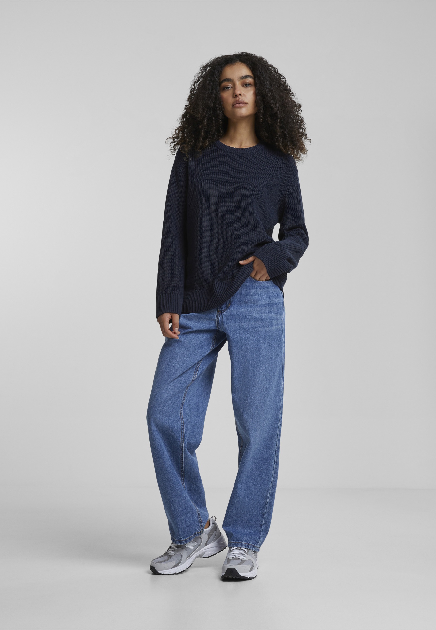 URBAN CLASSICS Fleecepullover »Urban Classics Damen Ladies Rib Knit Sweater«

