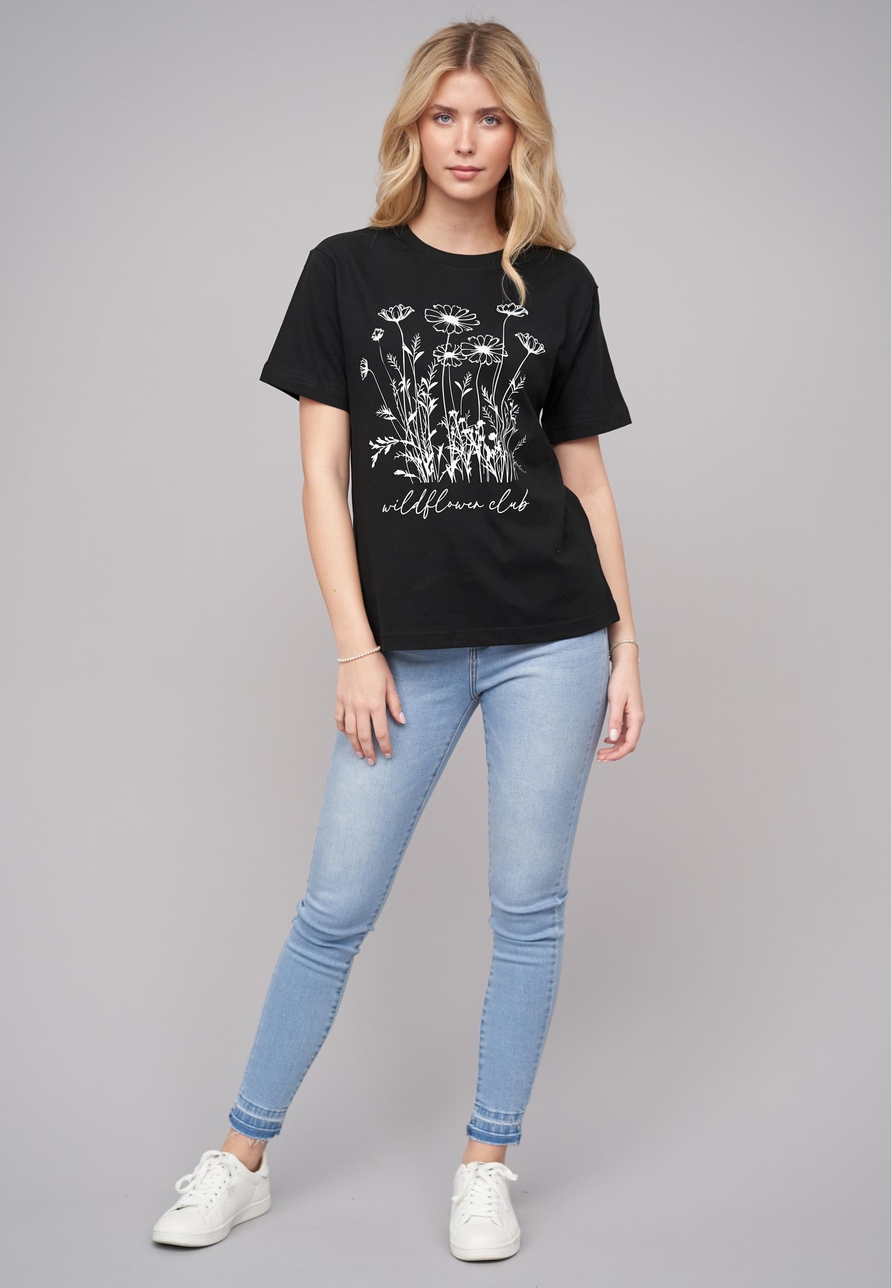 CLOUD 5IVE T-Shirt »CLOUD 5IVE Ladies 77 Wildflower Black Tee«, (1 tlg.)