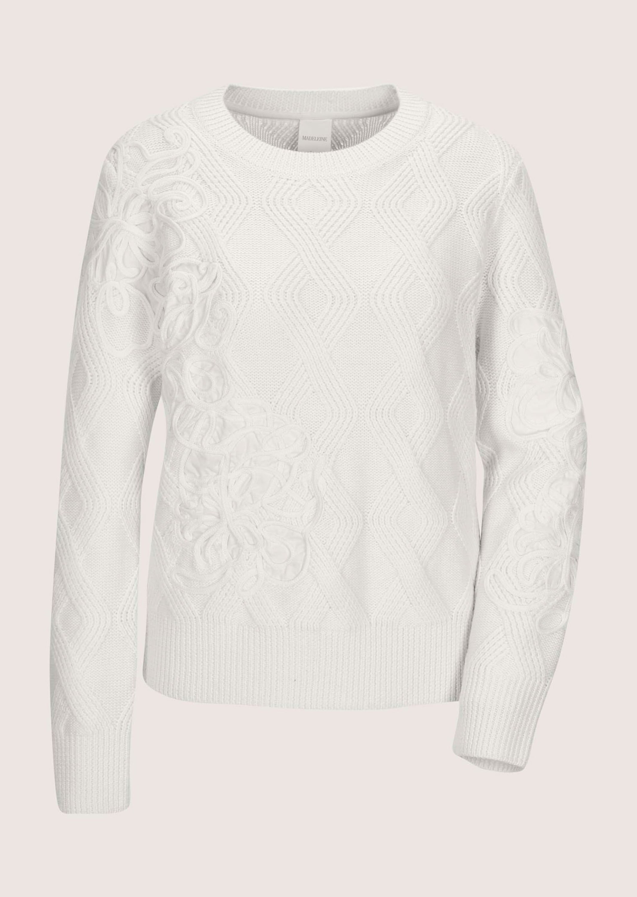 MADELEINE Longpullover "Strickpullover Rundhals-Wollpullover mit Kordelstic günstig online kaufen