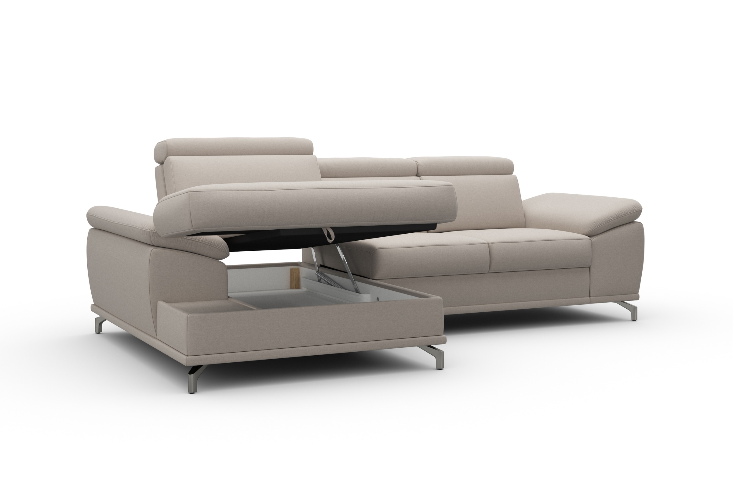 sit&more Ecksofa »Cabrio L-Form, mit Sitztiefenverstellung, Arm- und Kopfteilverstellung«, 2 Nierenkissen, Federkern, optional Bettfunktion und Stauraum