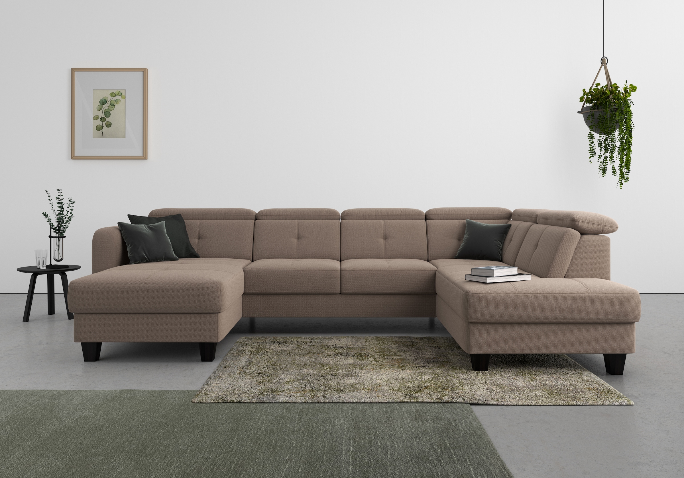 sit&more Wohnlandschaft "Belluci U-Form" Kopfteilverstellung und Federkern, wahlweise mit Schlaffunktion