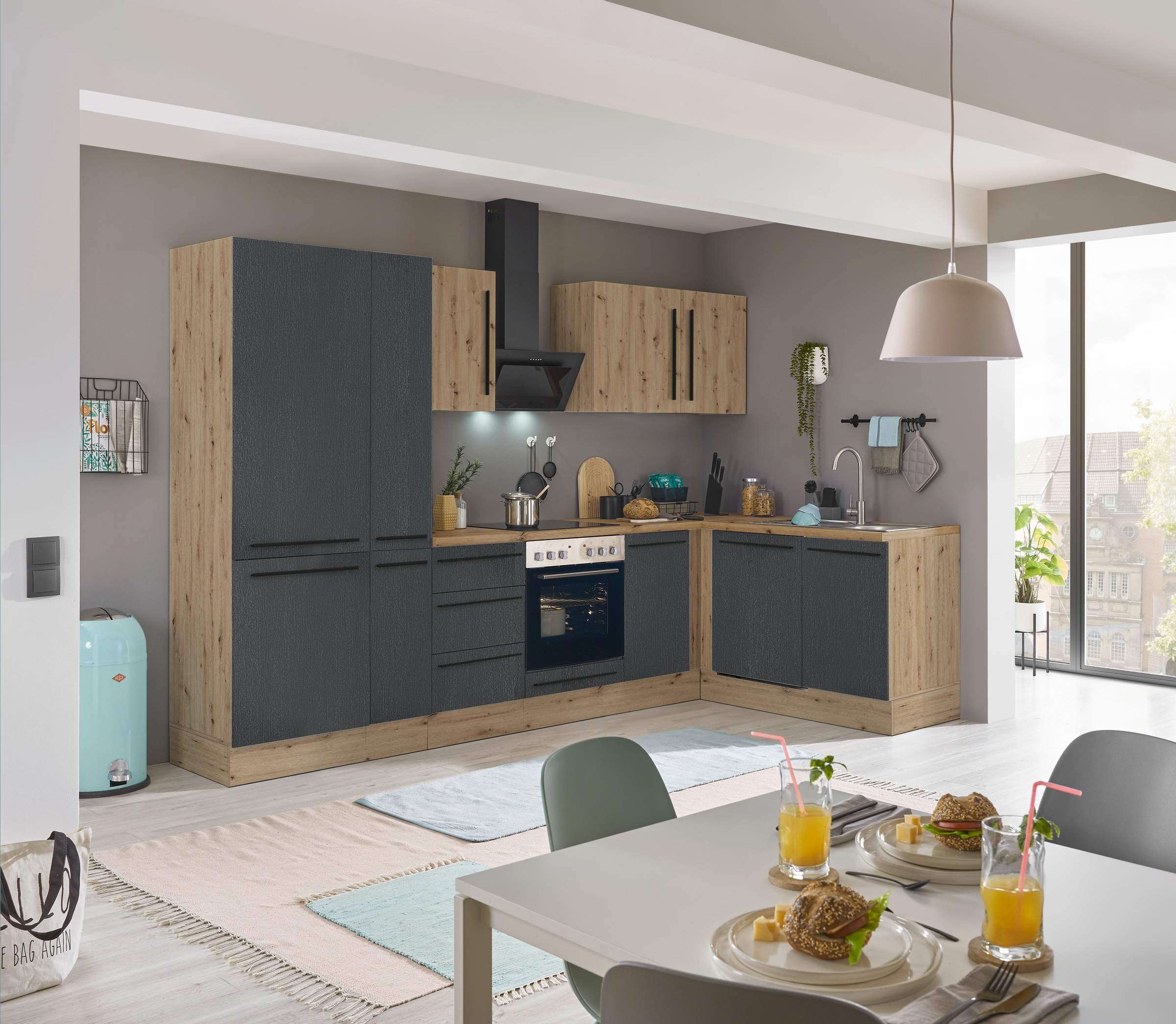 KOCHSTATION Winkelküche »Florida, Stellbreite 310x175 cm«, wahlweise mit E-Geräten, mit Softclose für Türen und Schubkästen