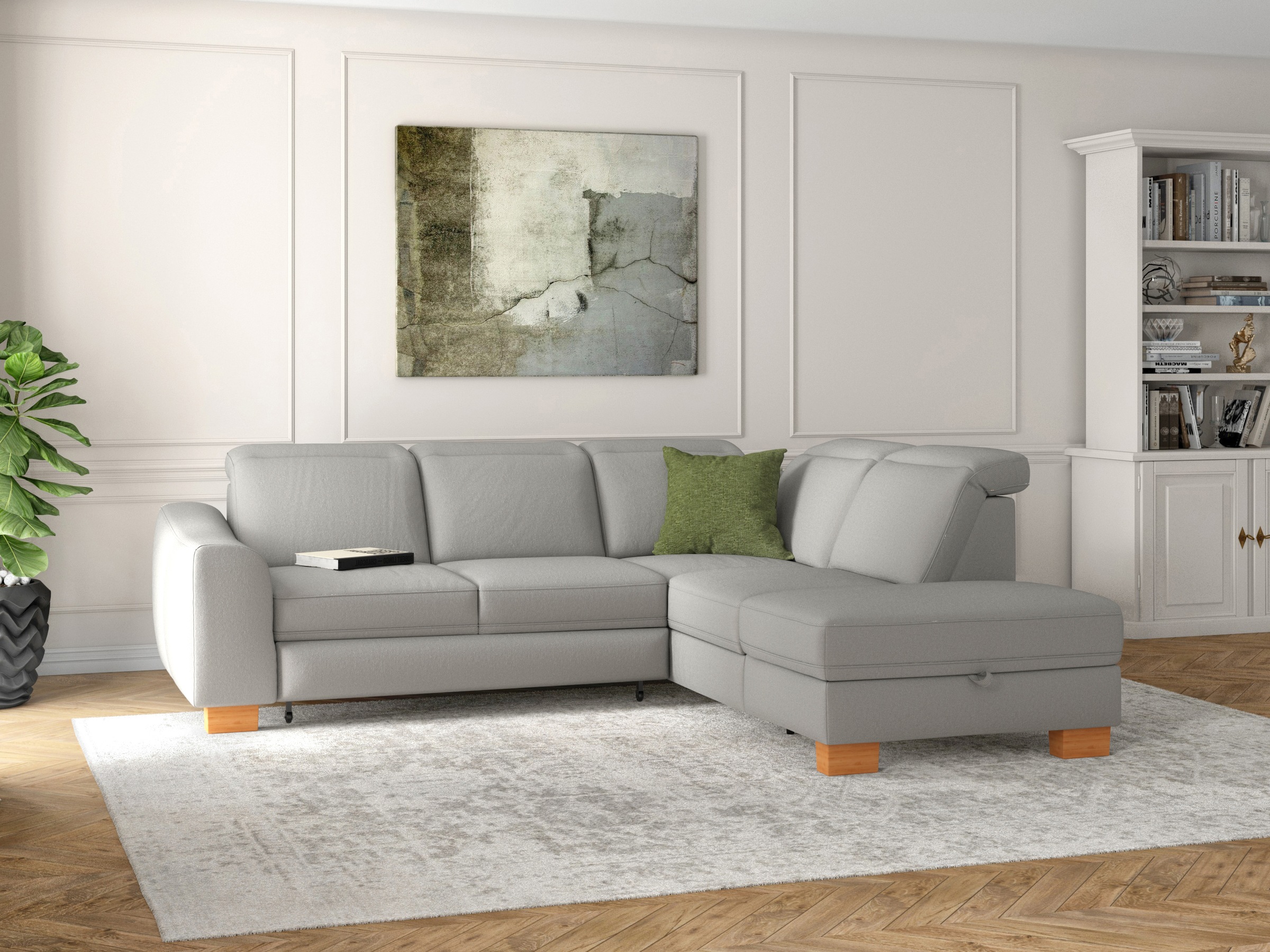 Thumbnail - sit&more Ecksofa "Dundee L-Form" mit Federkern und Massivholzfüßen, wahlweise mit Kopfteilverstellung