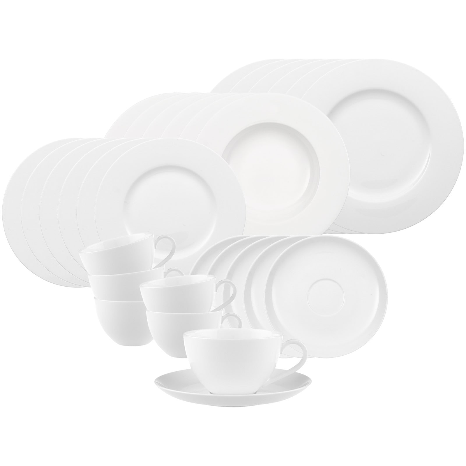 Villeroy & Boch Geschirr-Set "Kombiservice Anmut 30er Set weiß" Spülmaschinenfest, Mikrowellensicher