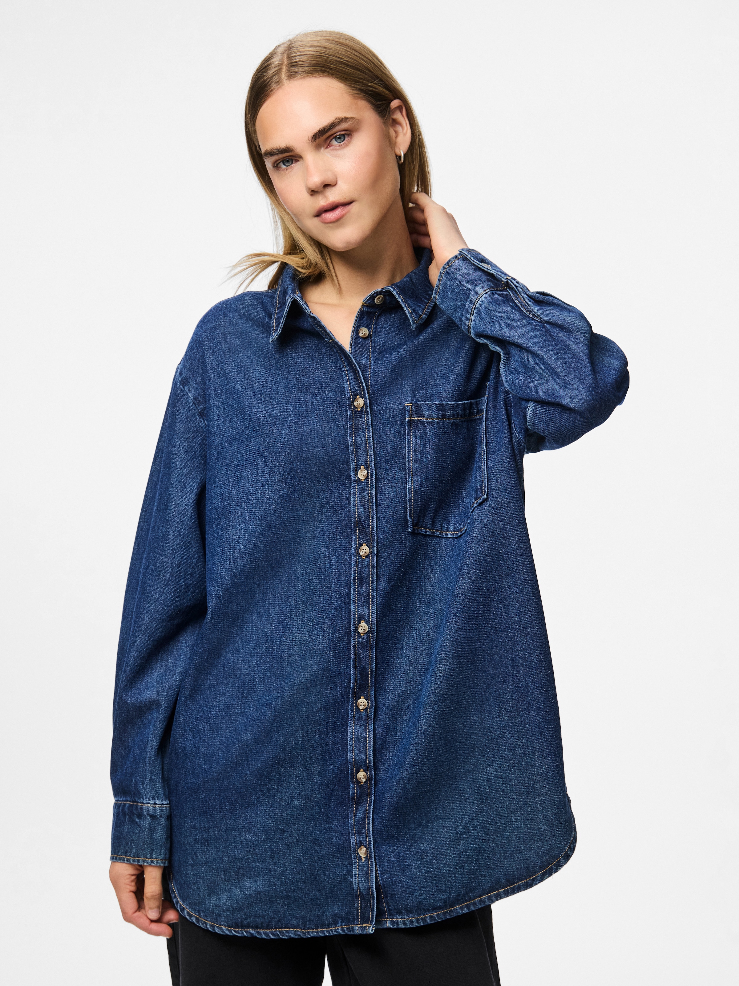 pieces Jeansbluse "PCMAISIE LS DENIM SHIRT NOOS BC" günstig online kaufen
