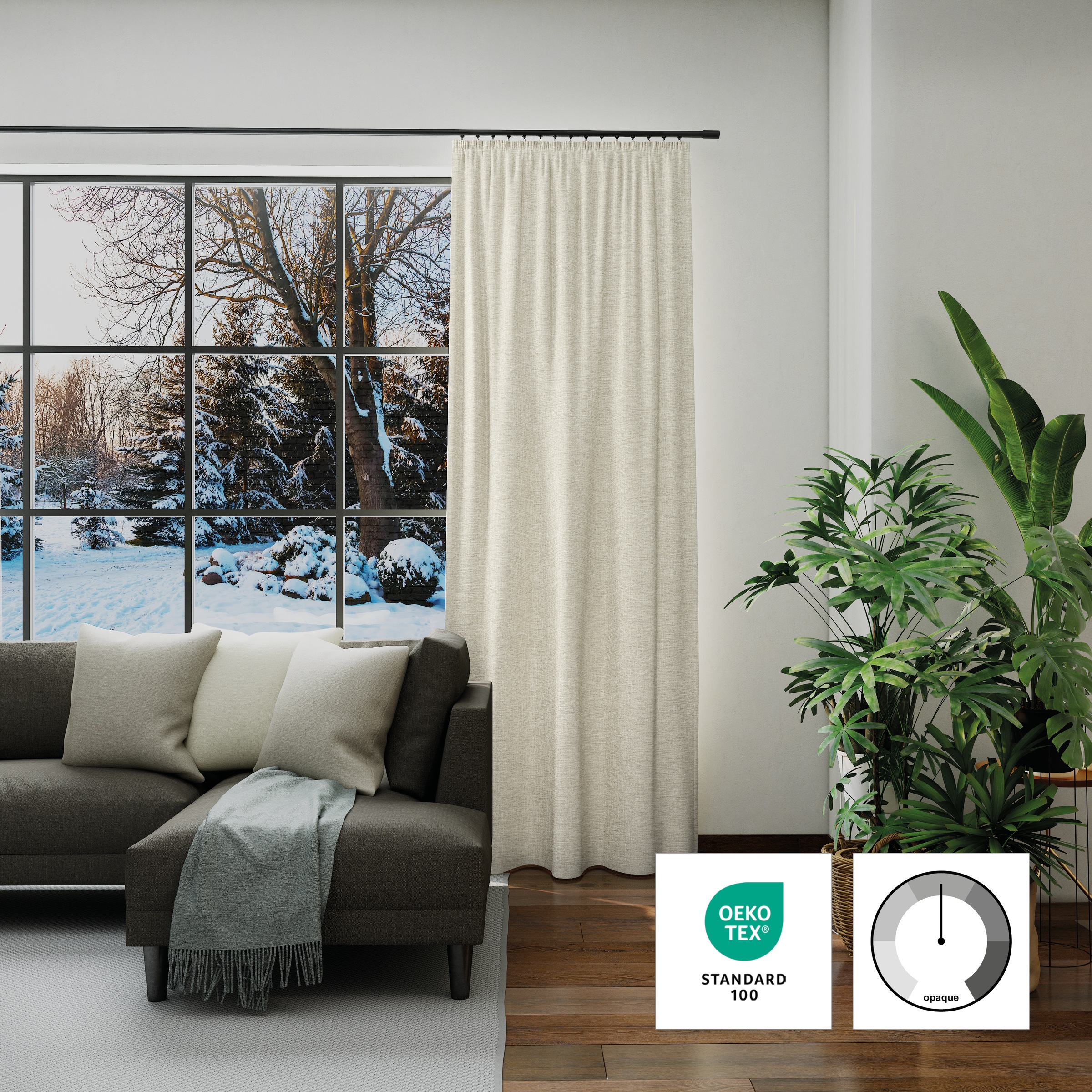 Neutex for you Vorhang "Inuit" Kräuselband 1 Stk. tlg. Uni mit Samtoptik günstig online kaufen