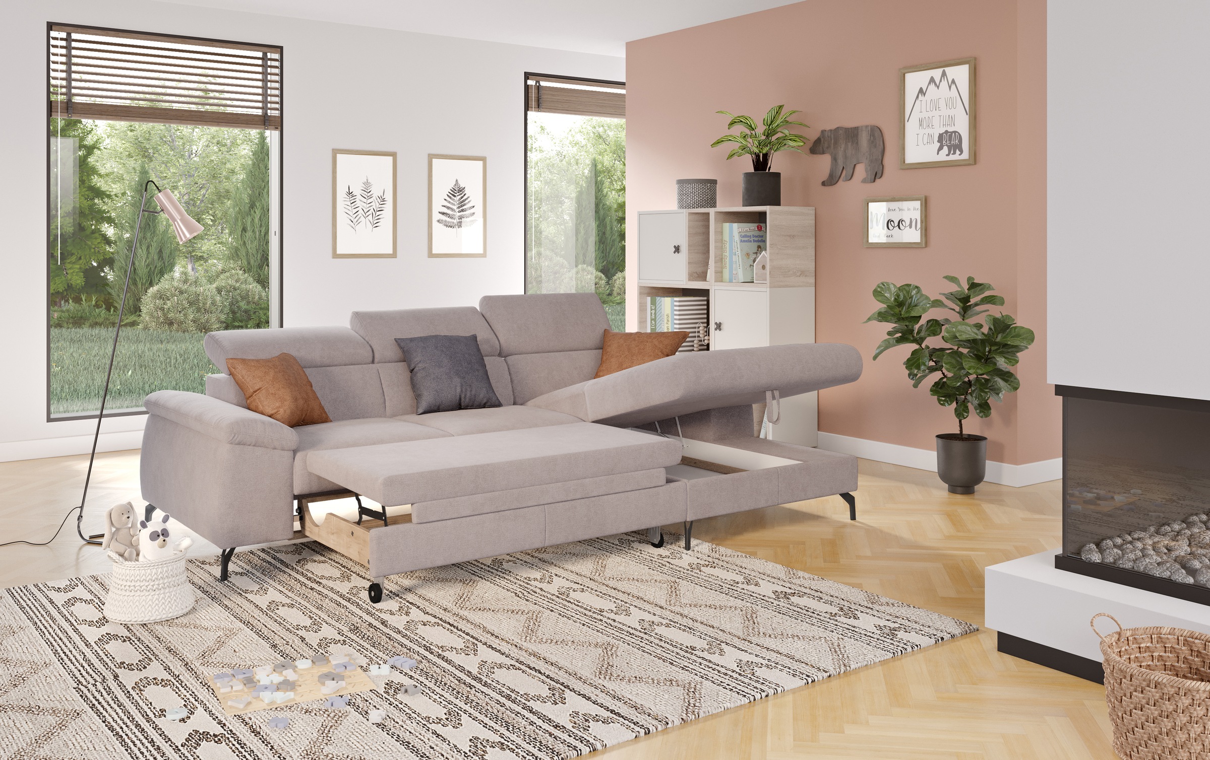 COTTA Ecksofa »Kitty L-Form«, mit Kopfteilverstellung, wahlweise mit Bettfunktion & Bettkasten