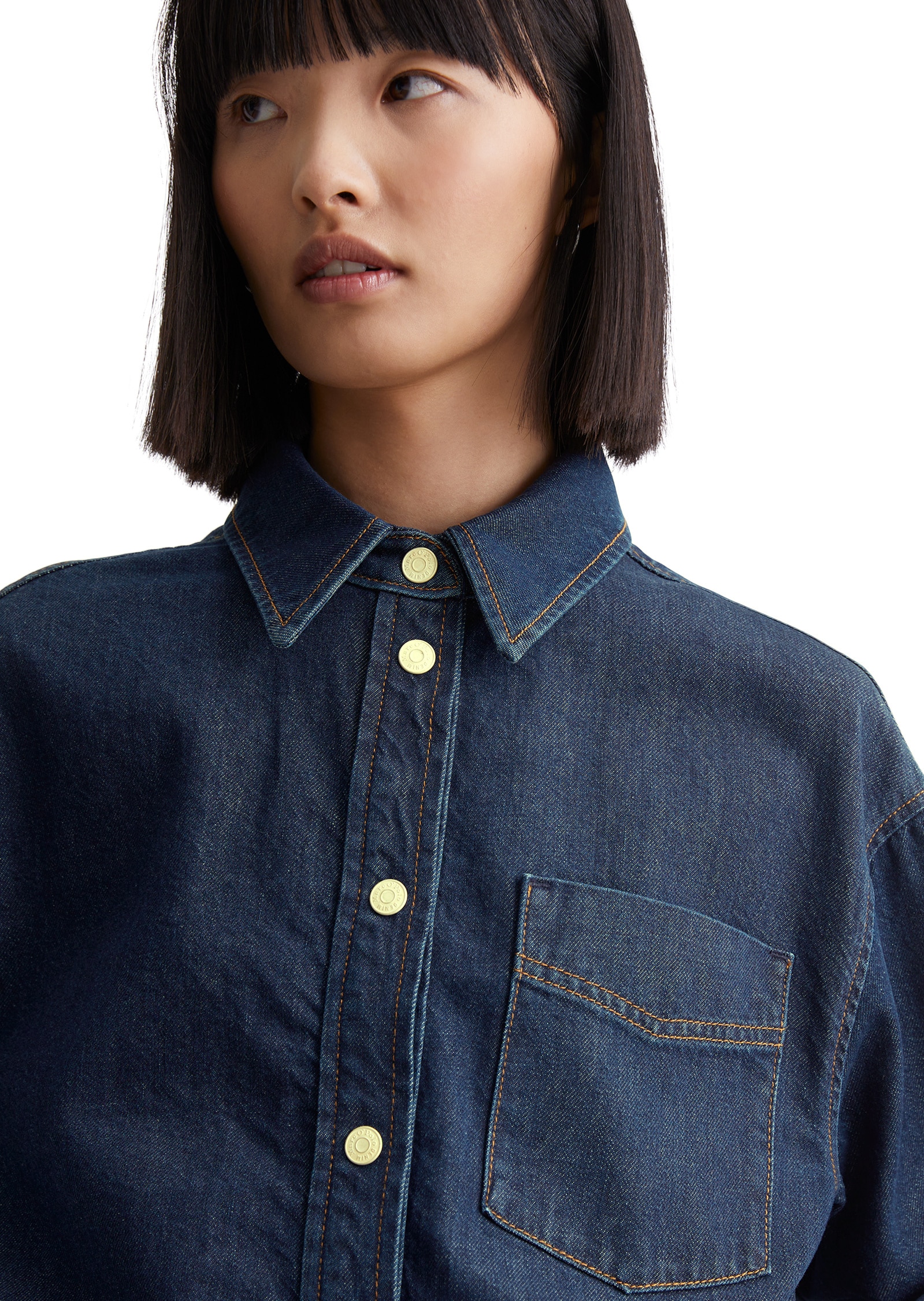 Marc O'Polo DENIM Hemdblusenkleid »aus dunkelblauem Rigid Denim«