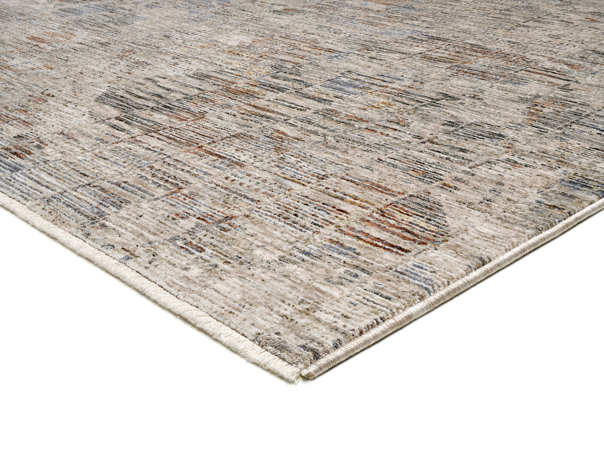 OCI DIE TEPPICHMARKE Teppich »OMEN GRID« rechteckig 6 mm Höhe Designer Kurzflor Teppich, leichter Glanz, mit Fransen,  Wohnzimmer