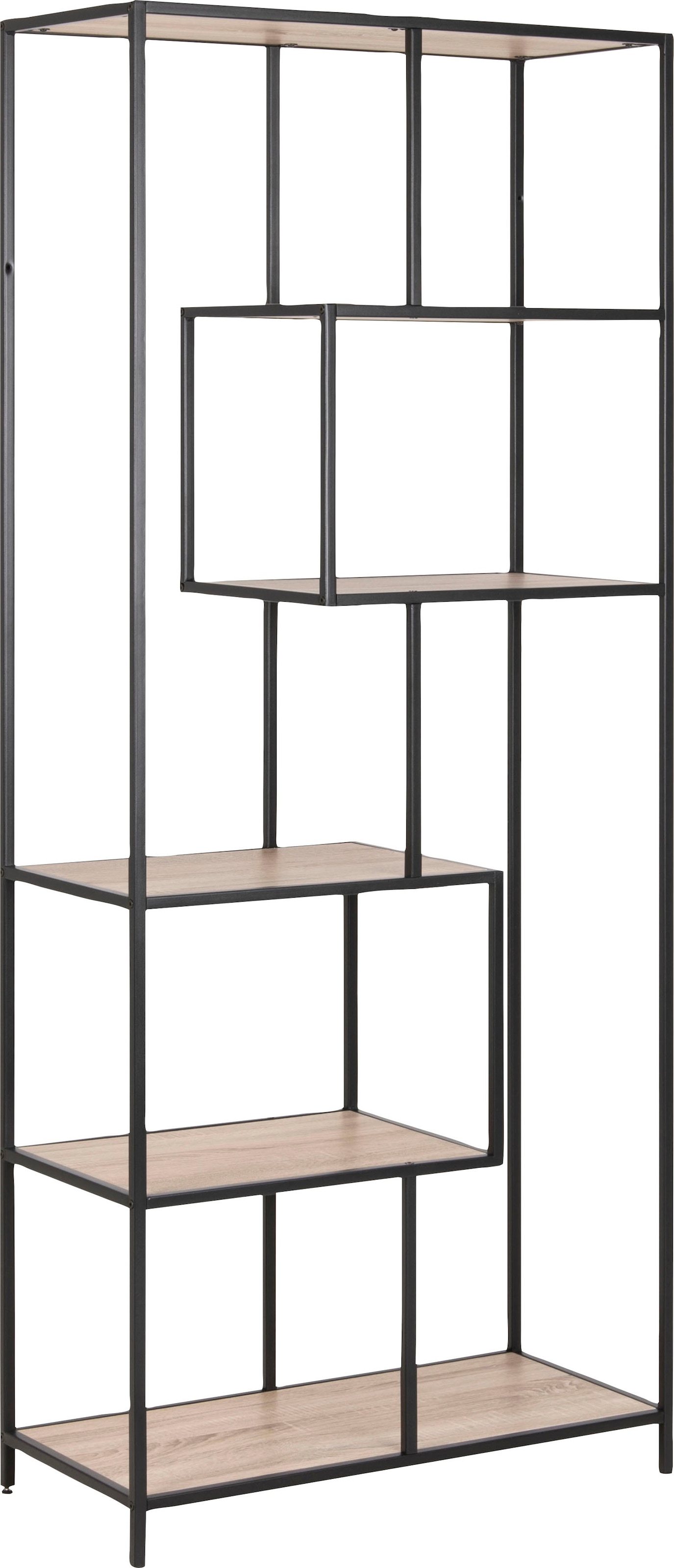 ACTONA GROUP Bücherregal, Metallgestell, modernes Design, 5 Einlegeböden, asymmetrische Details