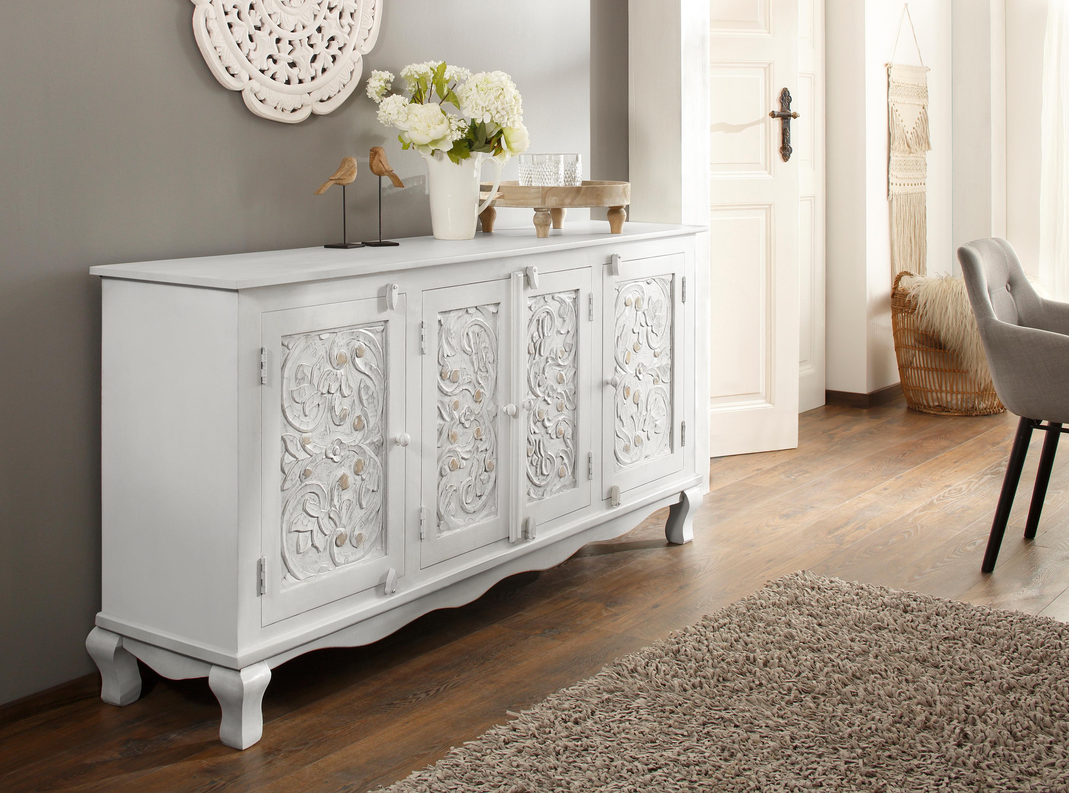 OTTO home Sideboard "Rajat" Kommode aus Mangoholz mit Frontenfräsungen, Breite 175 cm