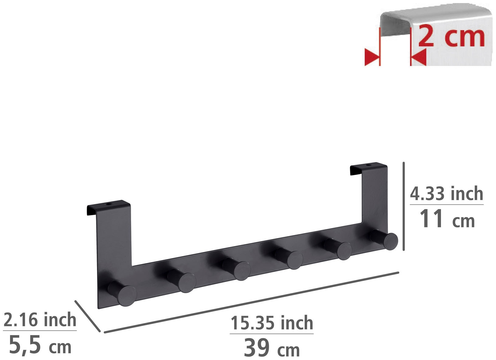 WENKO Hakenleiste »Türgarderobe Celano«, mit 6 Haken, für Türfalzstärken bis 2 cm