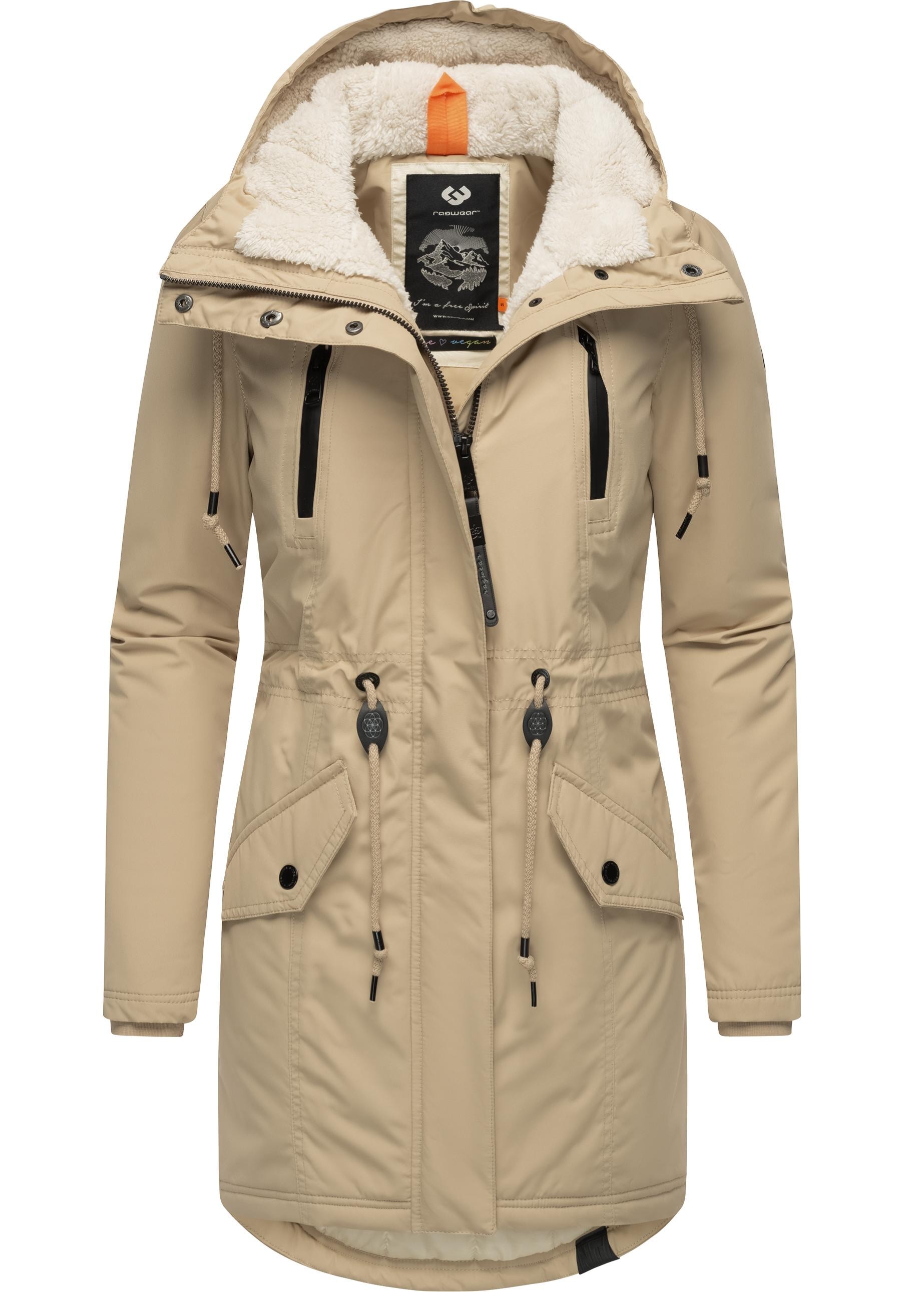 Ragwear Wintermantel »Elsien«, wasserdichter Winterparka mit Teddyfell-Futter